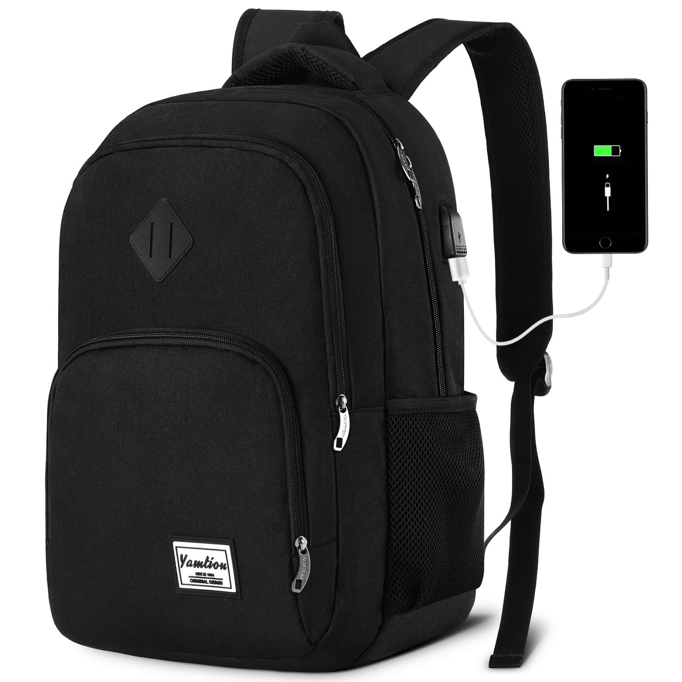 **Durable 15.6 Inch Laptop Backpack for Men & Women - USB Charging Port, School Bookbag for College Students & Professionals - Perfect for Work, Travel & Daily Commute**