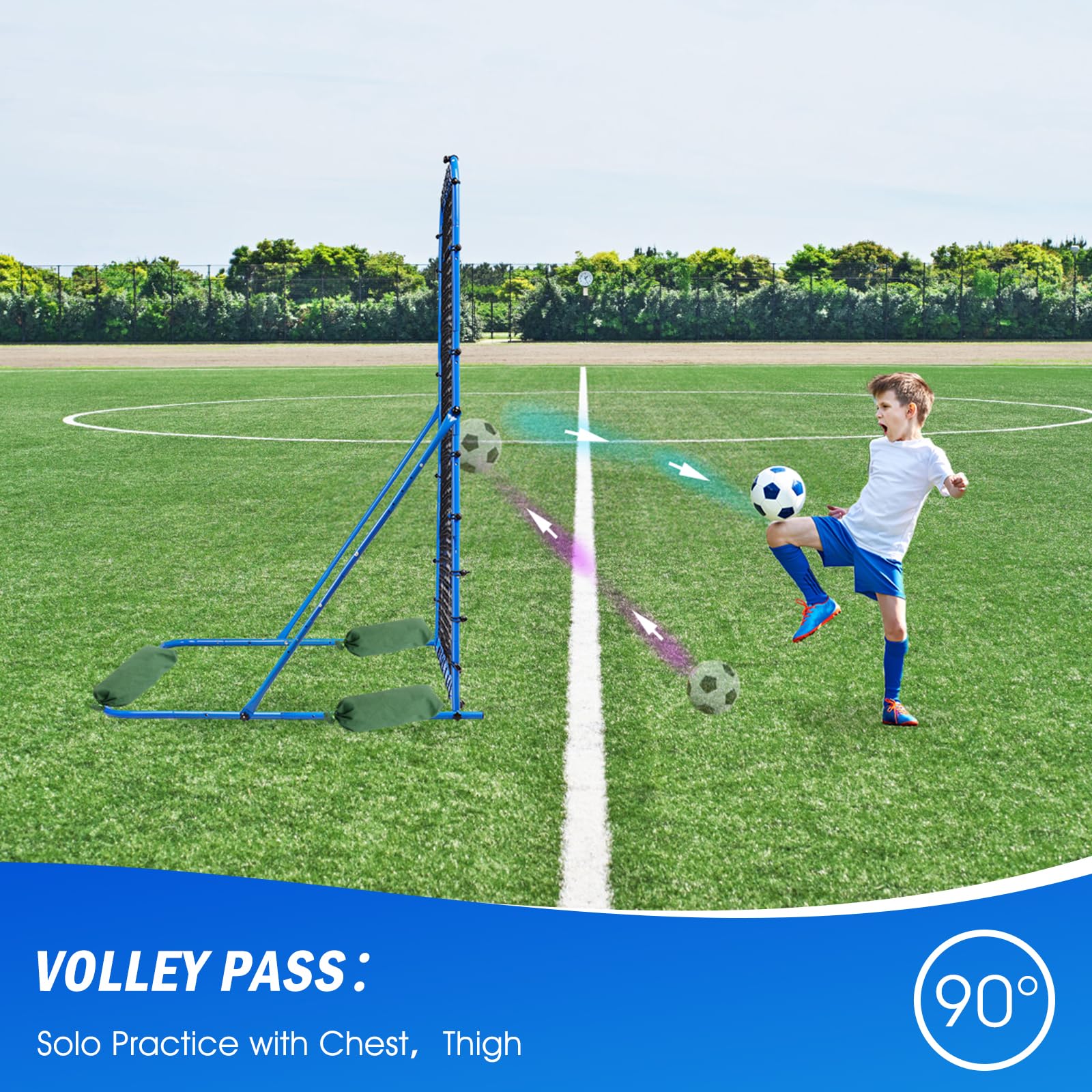 Adjustable Soccer Rebounder Net - Portable Soccer Training Equipment for Control & Passing Practice - Quick-Switch Angle Design for Kids, Teens & Adults - Perfect for Backyard Drills, Team Practice & Solo Training Sessions