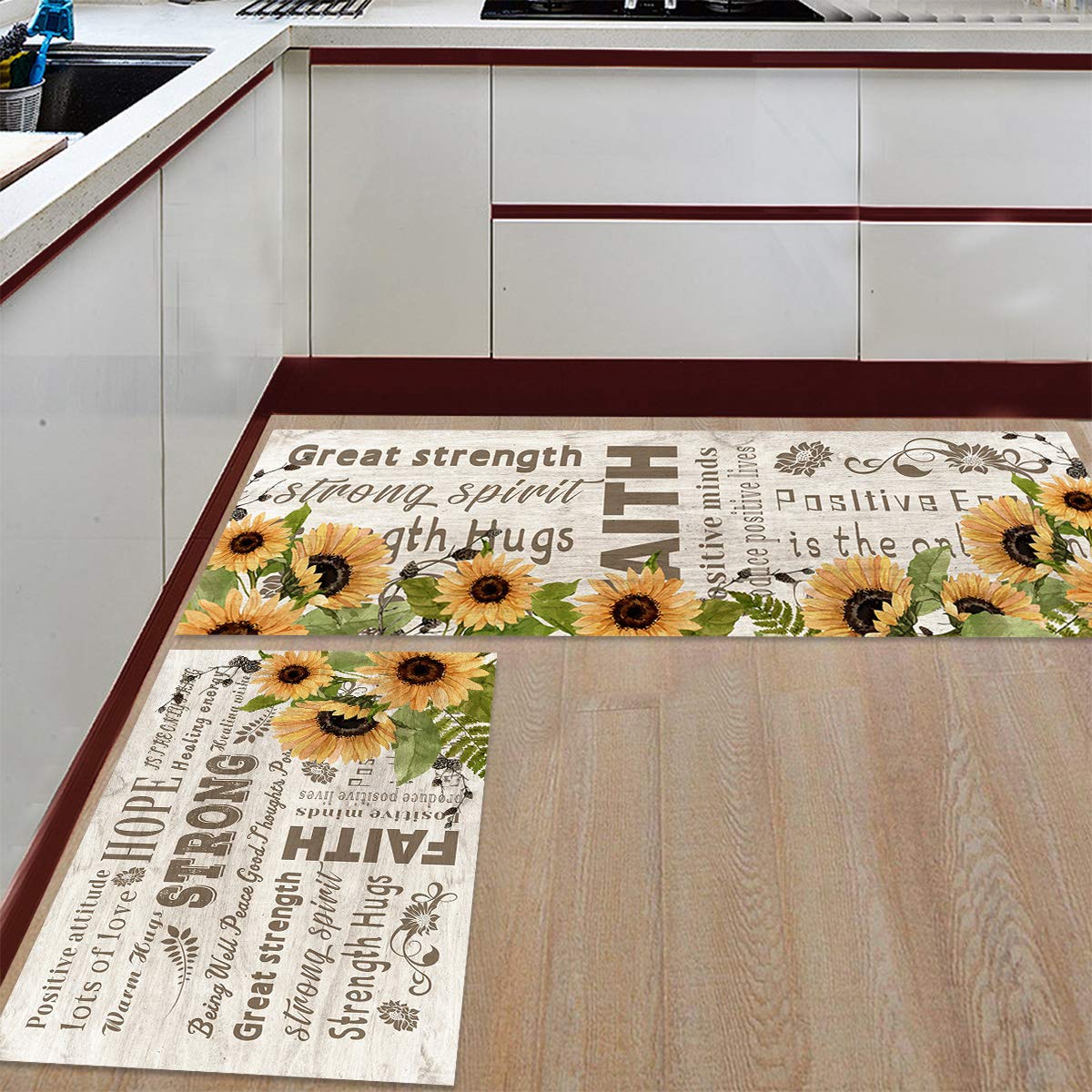 Non-Slip Kitchen Floor Mat Set - 2-Pack Waterproof Rugs for Comfort & Safety in Cooking Areas