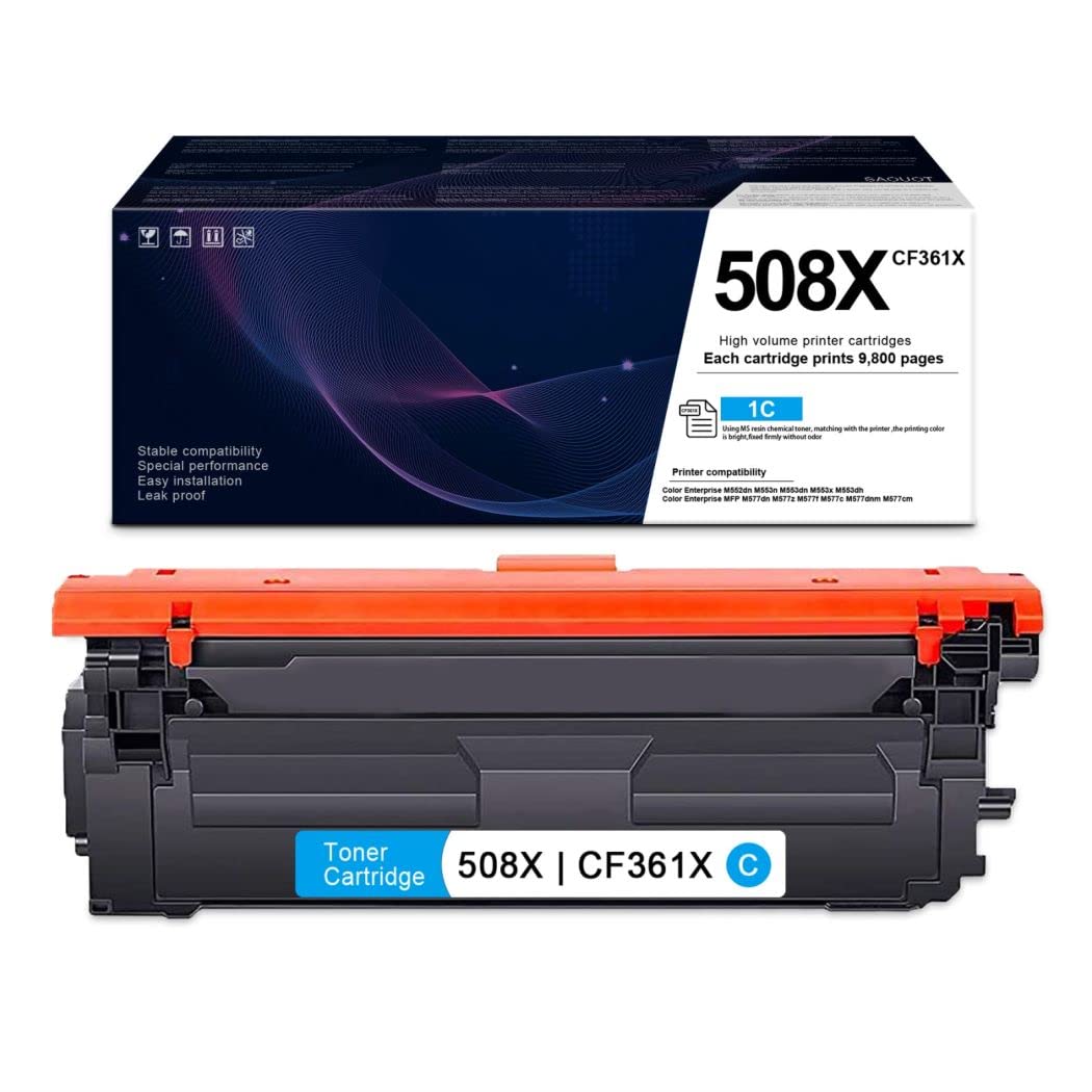 SAOUOT 508X High Yield Toner Cartridge (1 Pack) - Compatible with HP Color Enterprise MFP M577dn M577z M577f M577c M577dnm M577cm M552dn M553n Printers - Replacement for CF361X 508X Black Toner - Perfect for Office Printing & High Volume Document Production