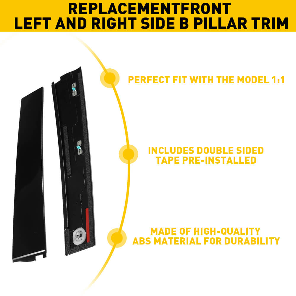 Glossy Black B Pillar Door Trim Molding for 2015-2020 Cadillac, Chevy & GMC Trucks & SUVs - Perfect Exterior Upgrade for Enhanced Style & Protection