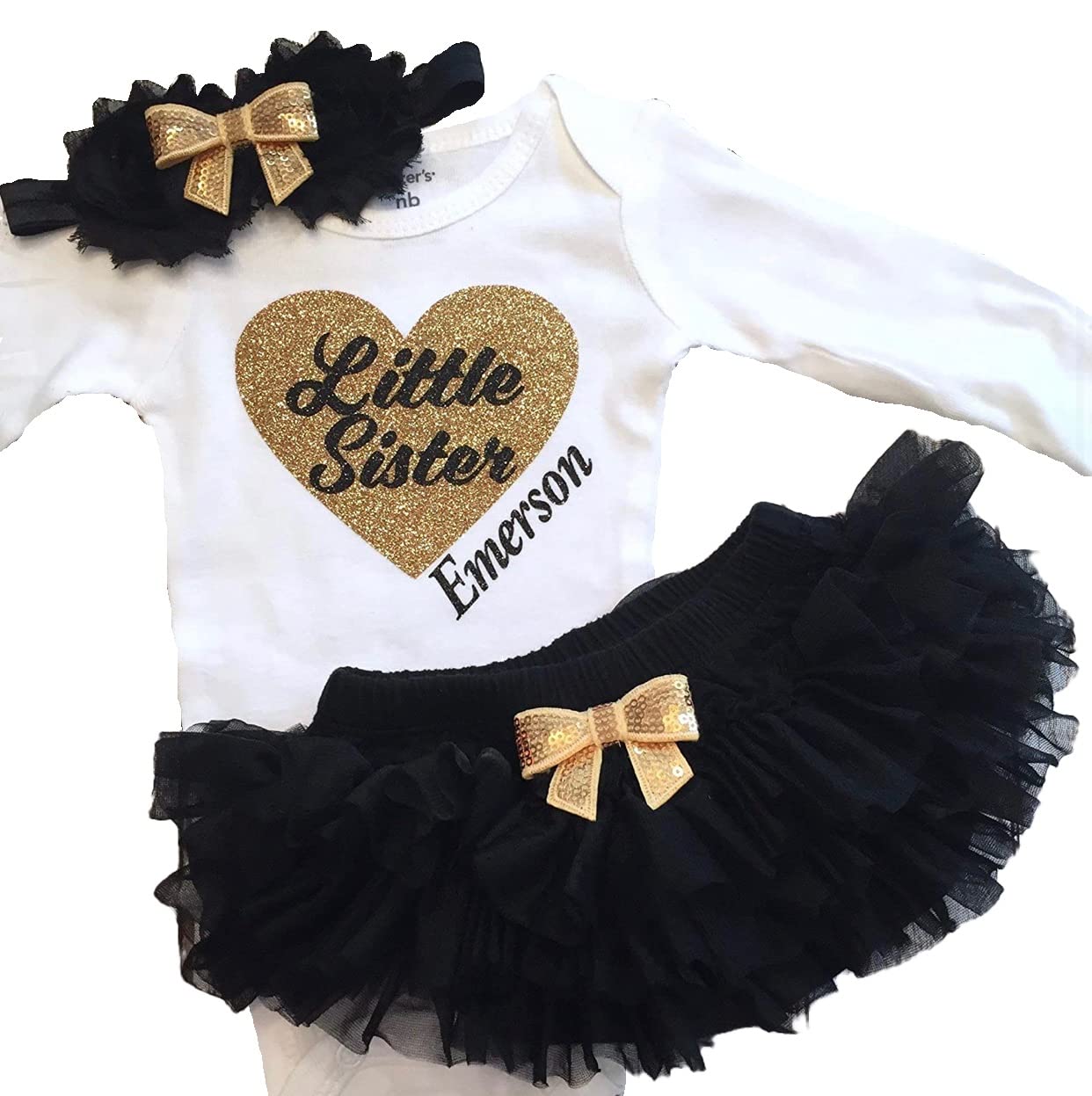 Little Sister Tutu Outfit for Baby Girls | Big Sister Matching Set | Tutu Bloomers with Headband & Ruffle | Newborn Take Home Outfit | Perfect for Sibling Photos, Baby Showers & Special Occasions