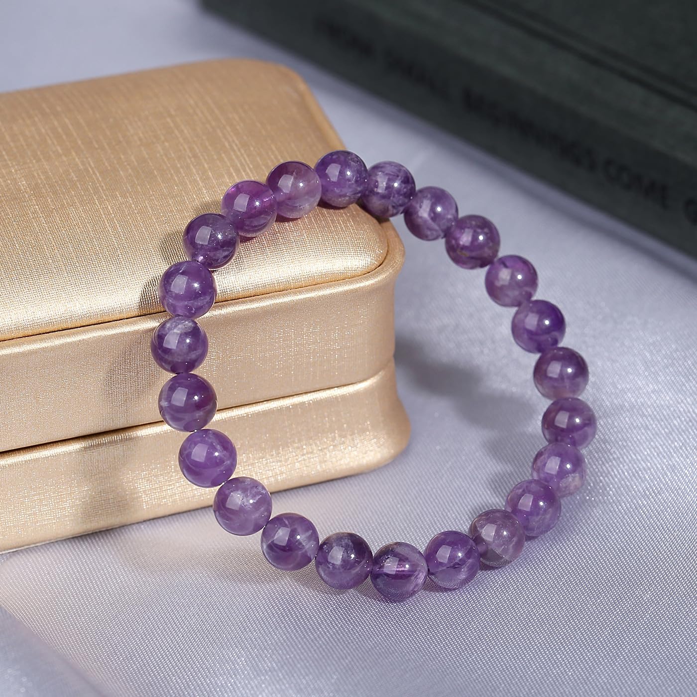 MAIBAOTA 8mm Natural Stone Healing Crystal Bracelet for Women & Men - Stretch Beaded Bracelet with Round Gemstones, Spiritual Jewelry Gift for Birthday, Meditation & Energy Balancing