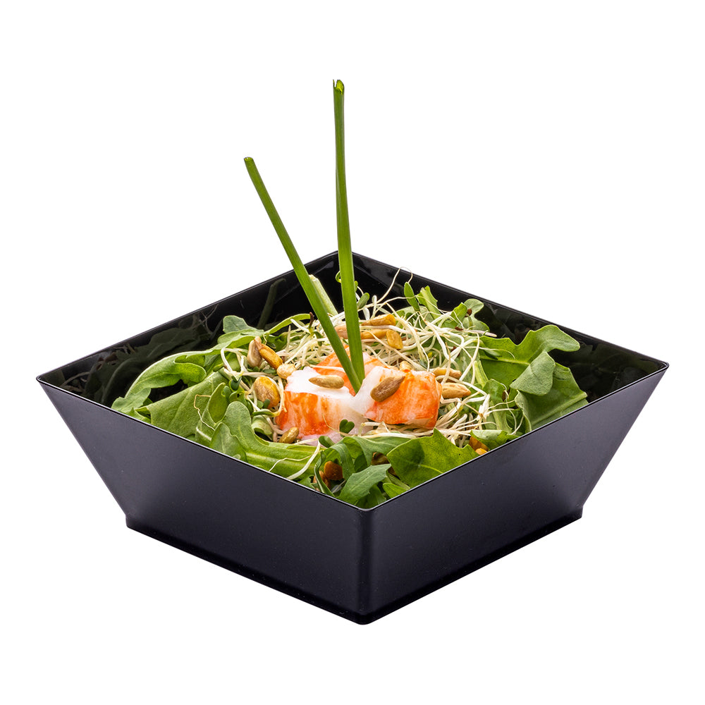 10 oz Square Black Plastic Small Modern Bowl - 4.25