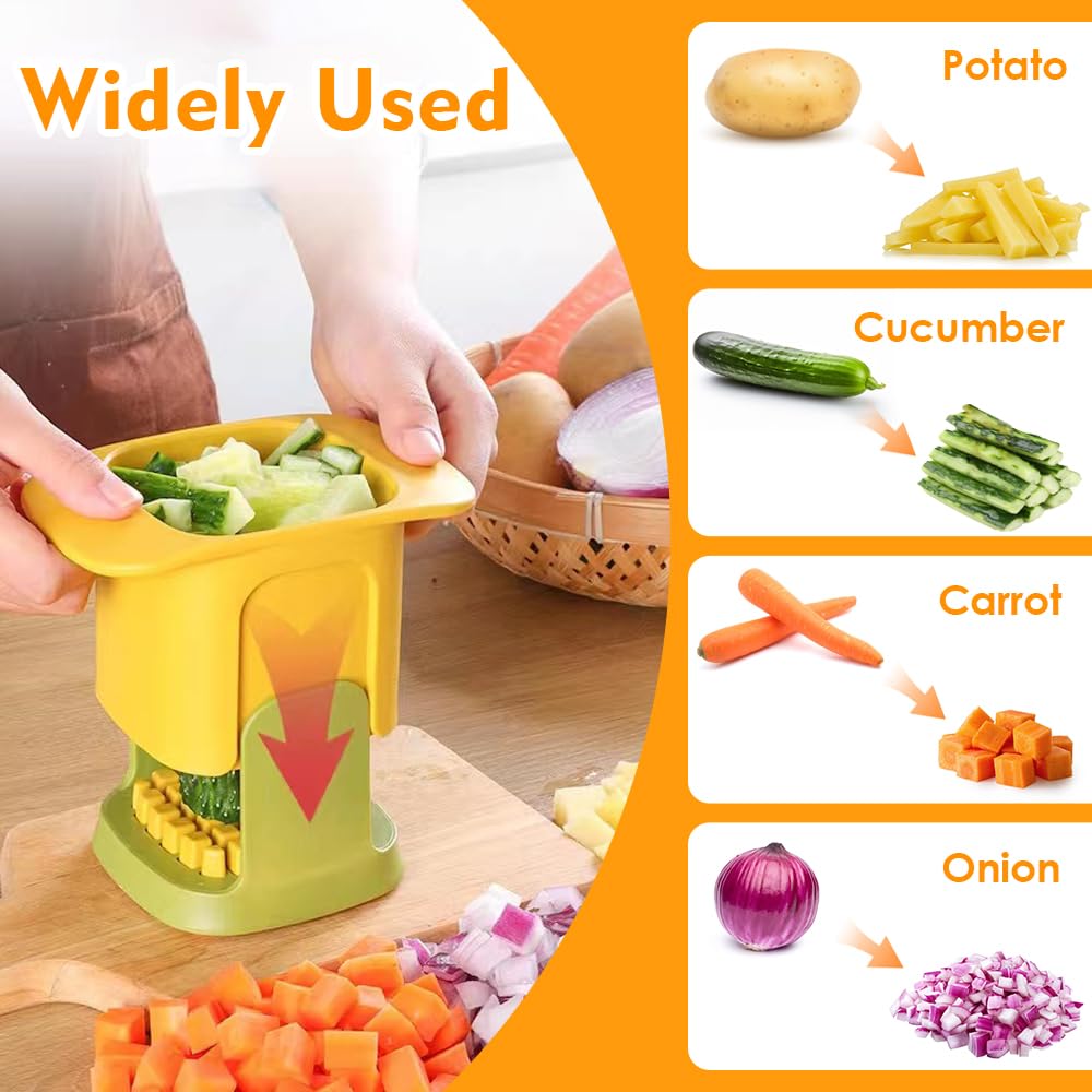 Stainless Steel French Fry Cutter - Professional Potato Slicer for Fries, Cucumbers, Carrots & Onions | Multi-Purpose Vegetable & Fruit Chopper | Perfect for Home Cooking, Restaurants & Meal Prep