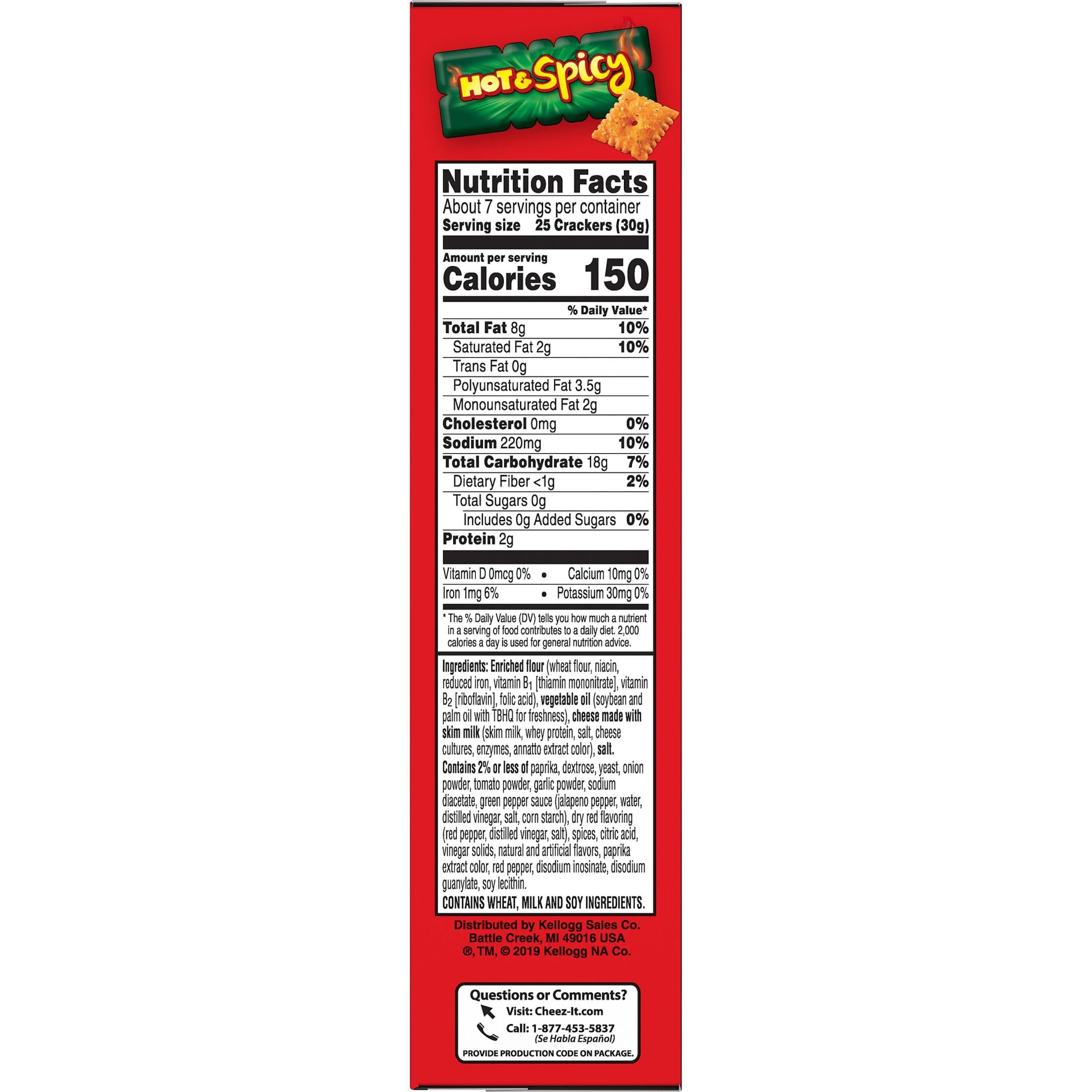 Cheez-It Hot & Spicy Baked Cheese Crackers - 5.25lb Bulk Case (12 Boxes) | Crunchy Office Snacks, Kids Lunchbox Treats & Party Finger Food