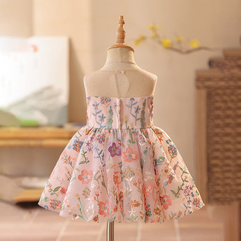 Adorable Baby Girl Puffy Sleeve Flower Dress - Toddler Pageant Princess Gown for Weddings & Special Occasions