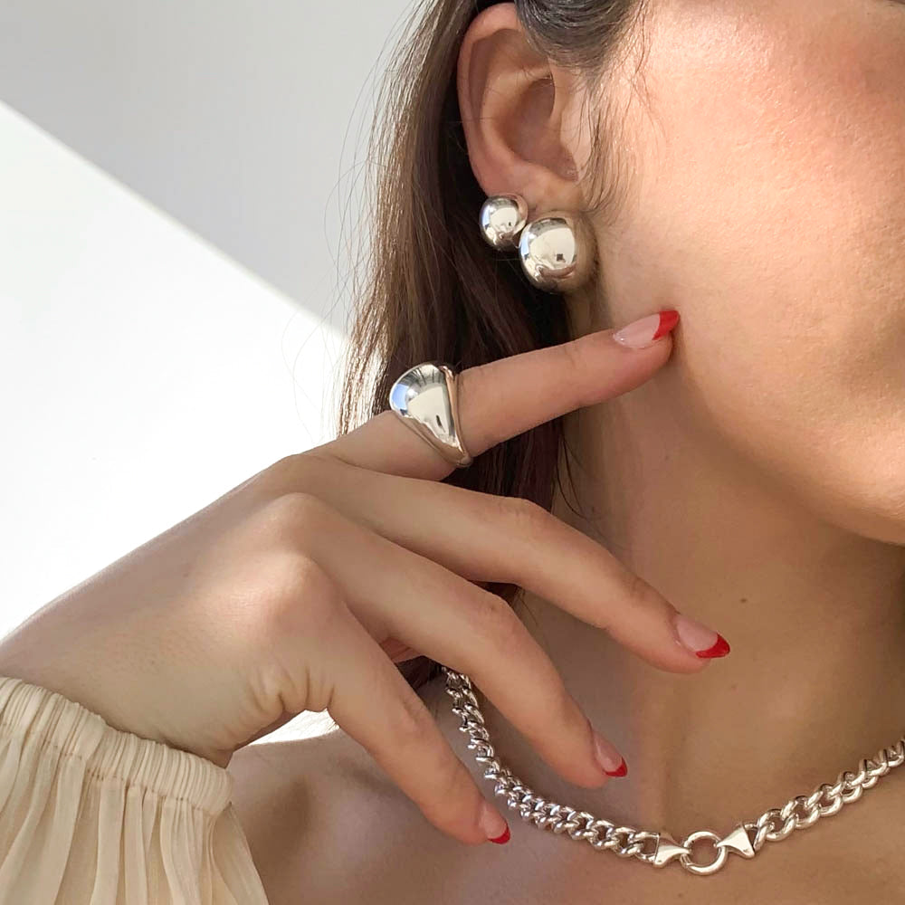 Silver Ball Huggie Earrings for Women - Minimalist Hoop Earrings for Everyday Wear, Parties & Gifts