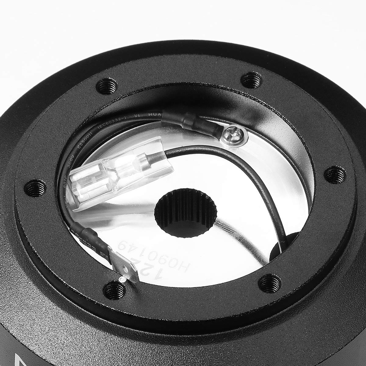 NRG Innovations SRK-122H Steering Wheel Short Hub Adapter Kit with Free LED Keychain Flashlight - Black (NRG-SRK/122H) | Compatible with Aftermarket Steering Wheels | Perfect for Car Racing, Drifting & Vehicle Customization