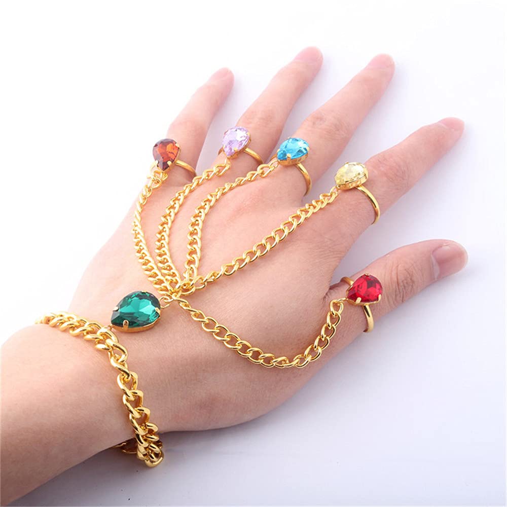 TYML 2-Piece Multicolor Avengers Infinity War Bracelet Set - Thanos Inspired Jewelry with Rings & Diamond Accents | Cosplay, Halloween Costume & Marvel Fan Gift
