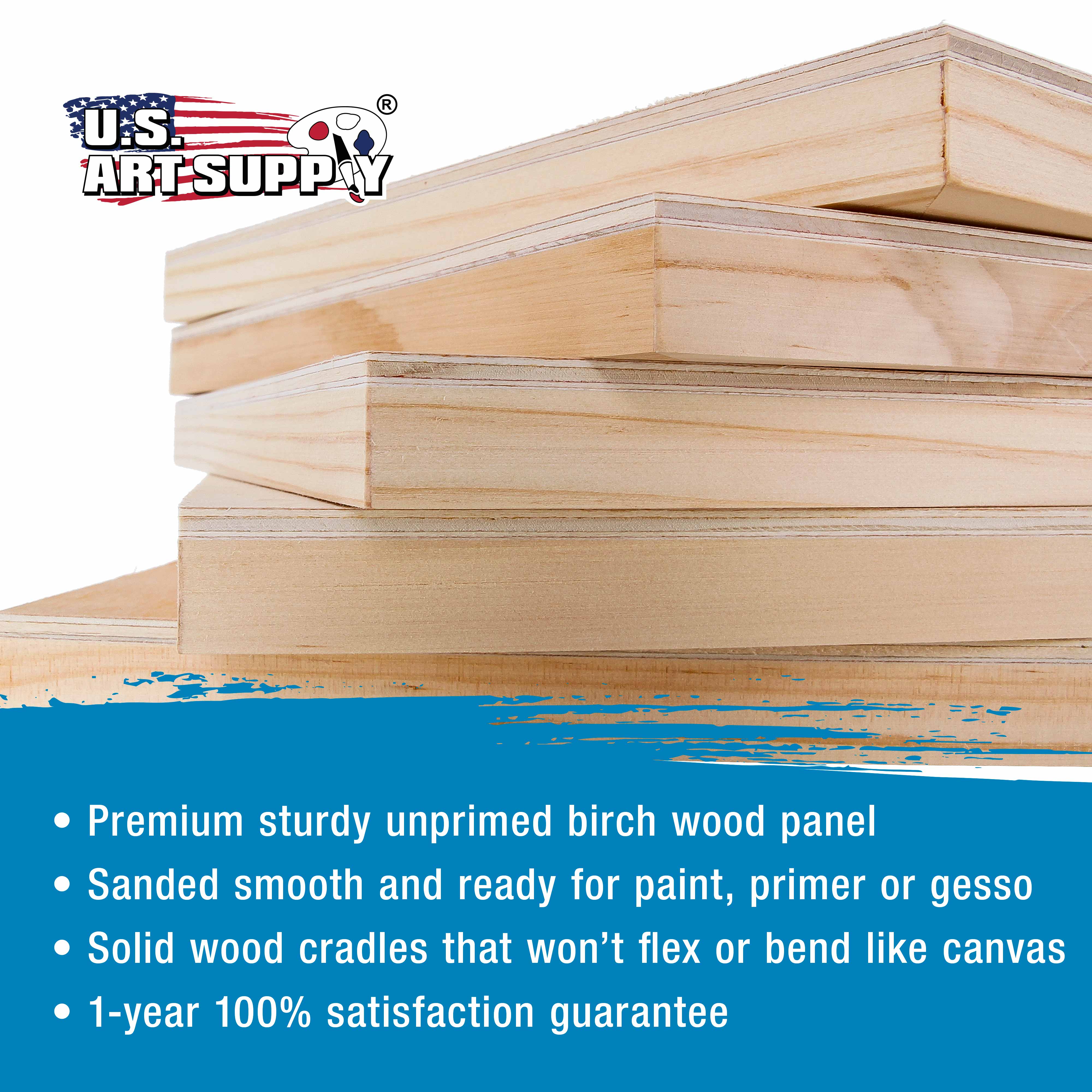 4x4 Inch Cradled Wood Panels for Painting - 4 Pack (1.5