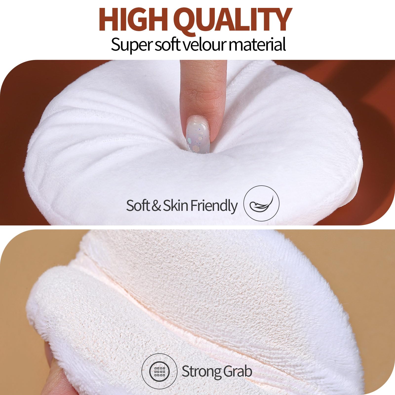 Teenitor 4.13 Inch Ultra Soft Washable Velour Powder Puff - Large Round Body & Loose Powder Applicator (4 Pack) | Perfect for Makeup Setting, Baby Powder & Body Talc Application
