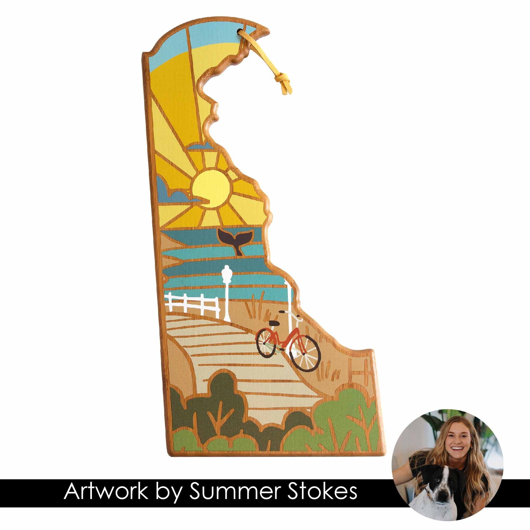 Deluxe Delaware Wood Cutting Board with Hand-Painted Artwork by Summer Stokes – Perfect for Kitchen Prep, Charcuterie Boards & Home Decor