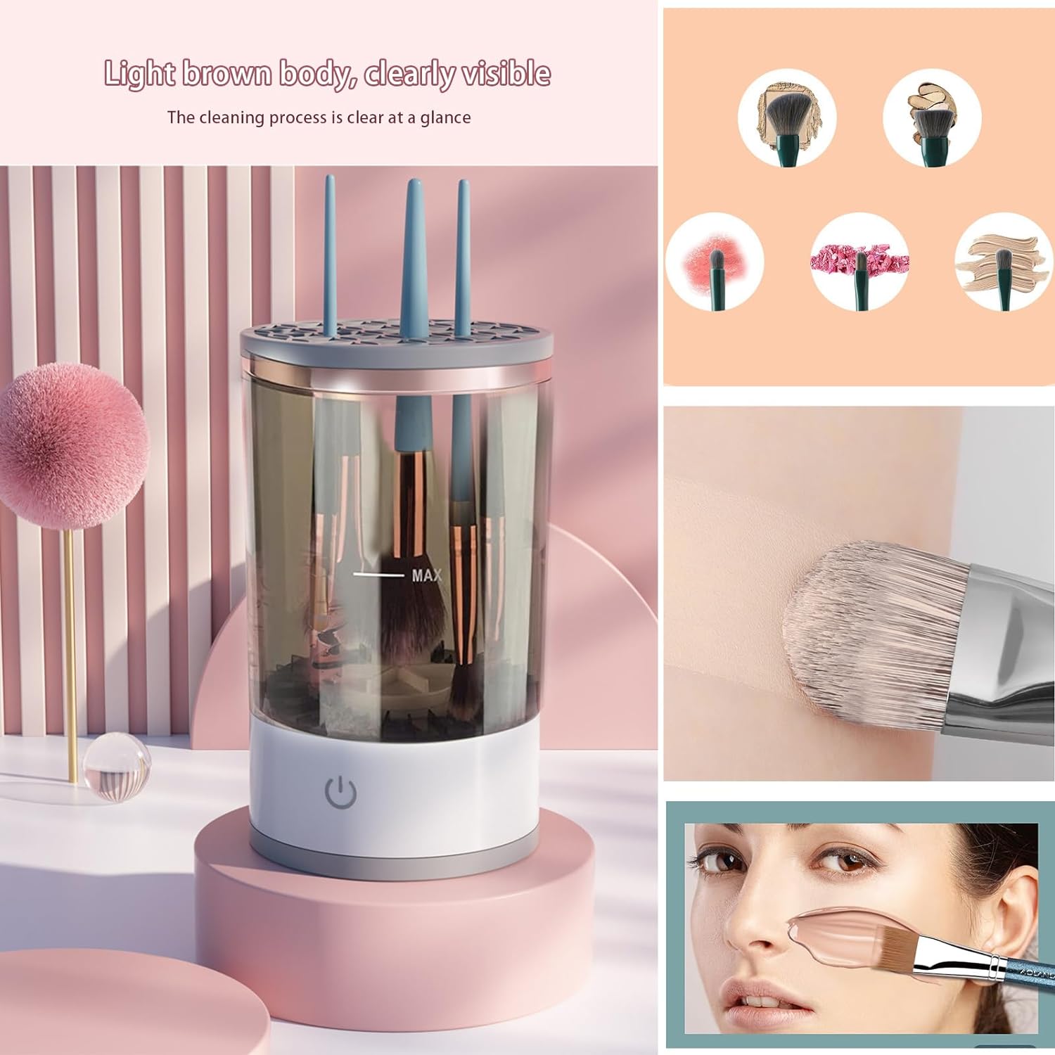 IGIA CYCLONE Makeup Brush Cleaner - Professional Silicone Brush Cleaning Tool for Cosmetics, Foundation, Eyeshadow, and Blush Brushes - Perfect for Home and Salon Use