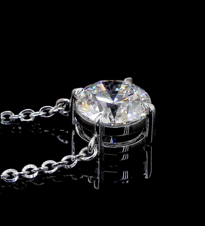 2.1 Carat Lab-Grown Round Diamond Pendant in 14K White Gold - VS1 Clarity, D Color, Solitaire Necklace for Women - Perfect for Weddings, Anniversaries & Special Occasions