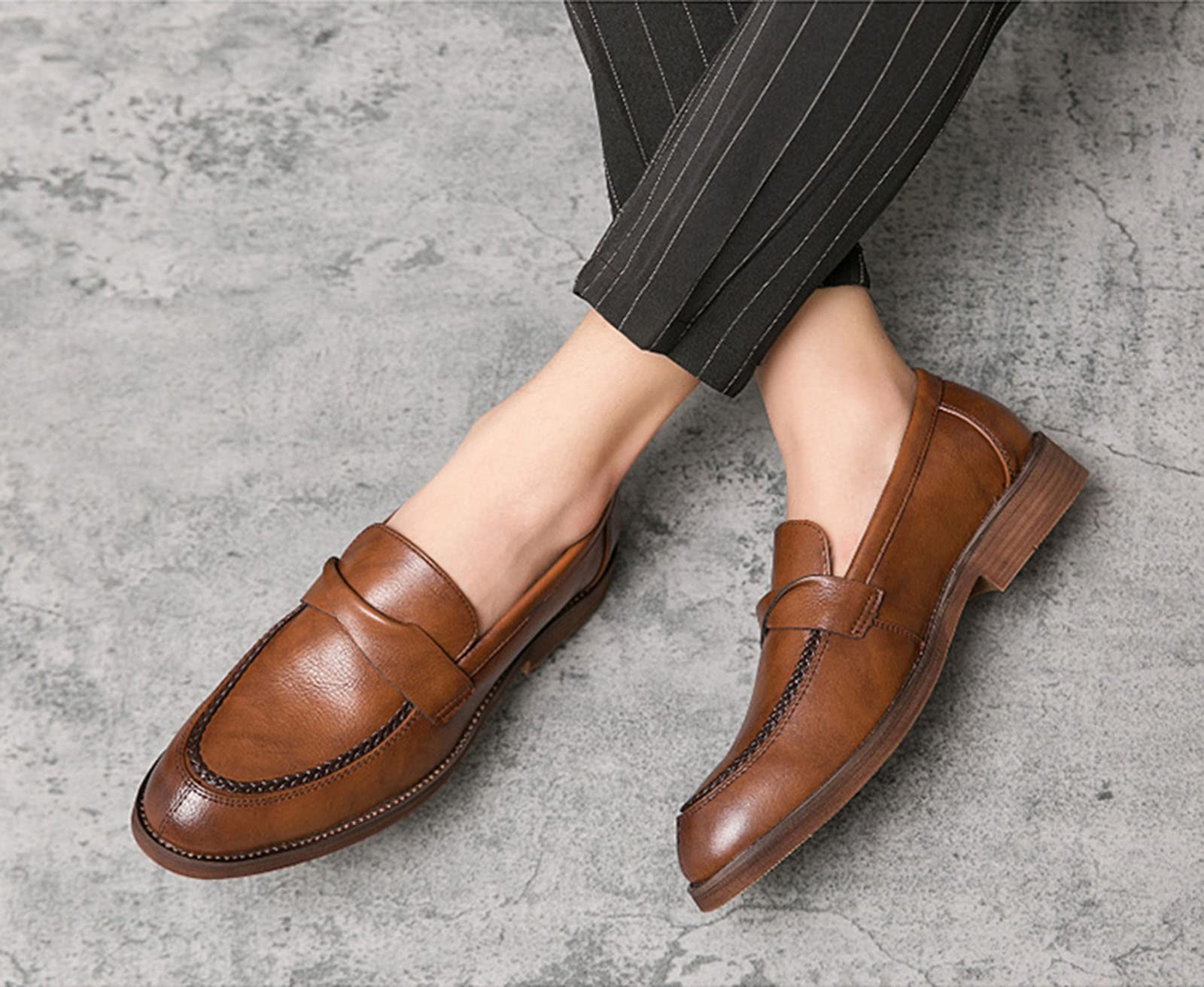 Men's Classic Penny Loafers - British Slip-On Leather Shoes for Business Casual | Comfortable & Stylish Dress Shoes for Office, Travel & Formal Occasions