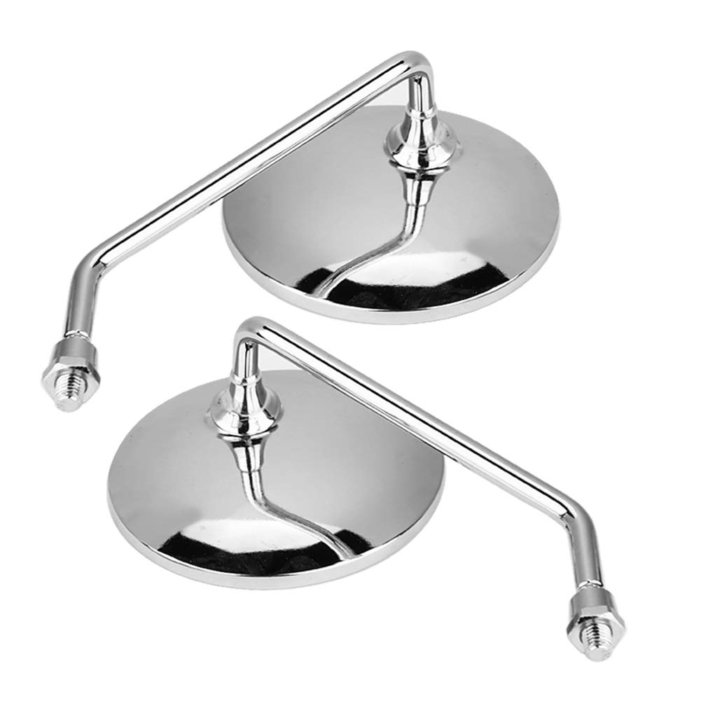 10mm Motorcycle Rear Mirrors - 2pcs Round Silver for Safe Riding