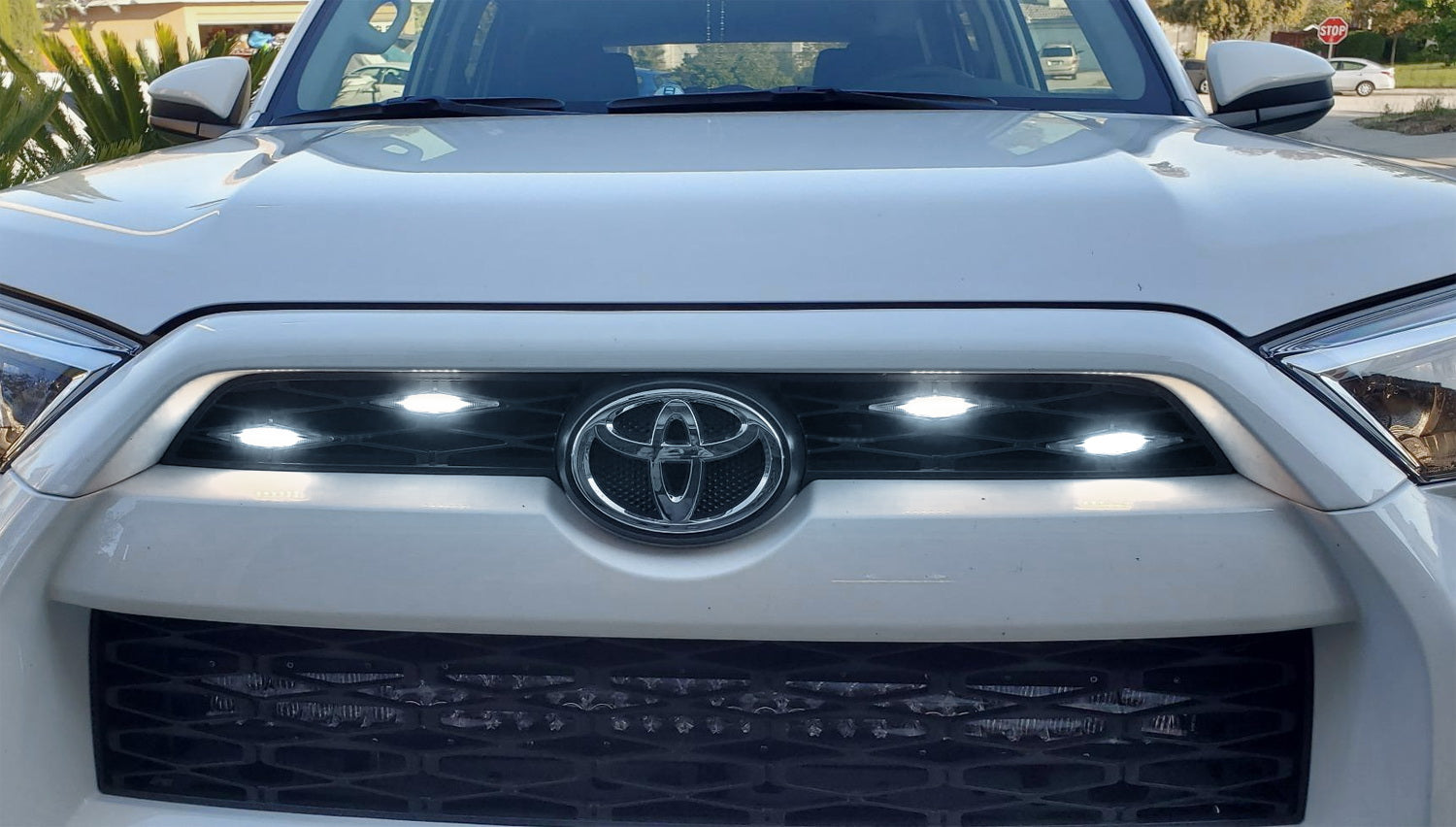 3pc Smoked Lens White LED Front Grille Light Kit for 2014-2023 Toyota 4Runner - Off-Road Lighting Upgrade for Night Driving & Adventure