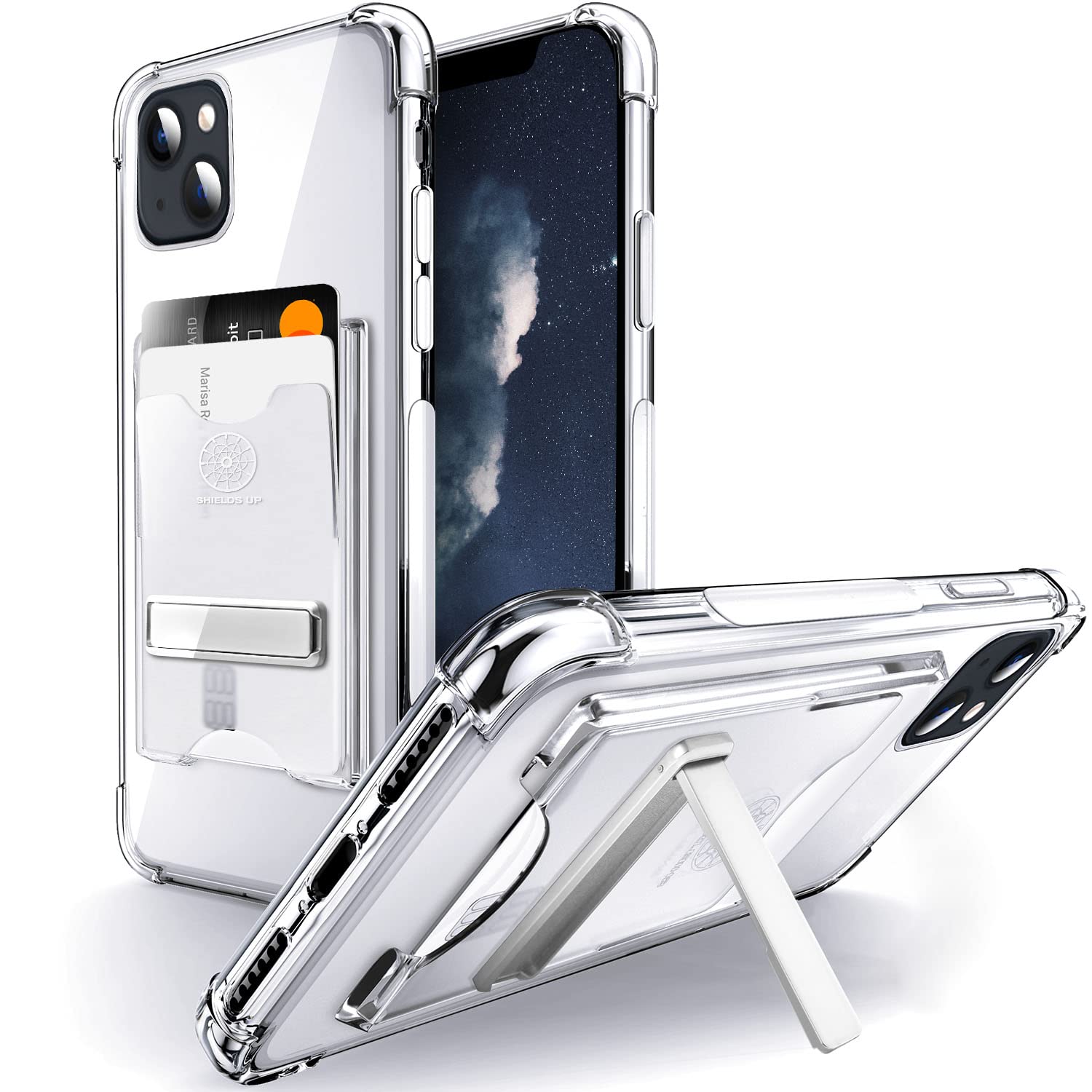 Shockproof iPhone 13 Case with Wallet & Stand - Slim Clear Protective Cover for Apple iPhone 13 (6.1 inch) | Perfect for Everyday Use, Travel & Hands-Free Viewing