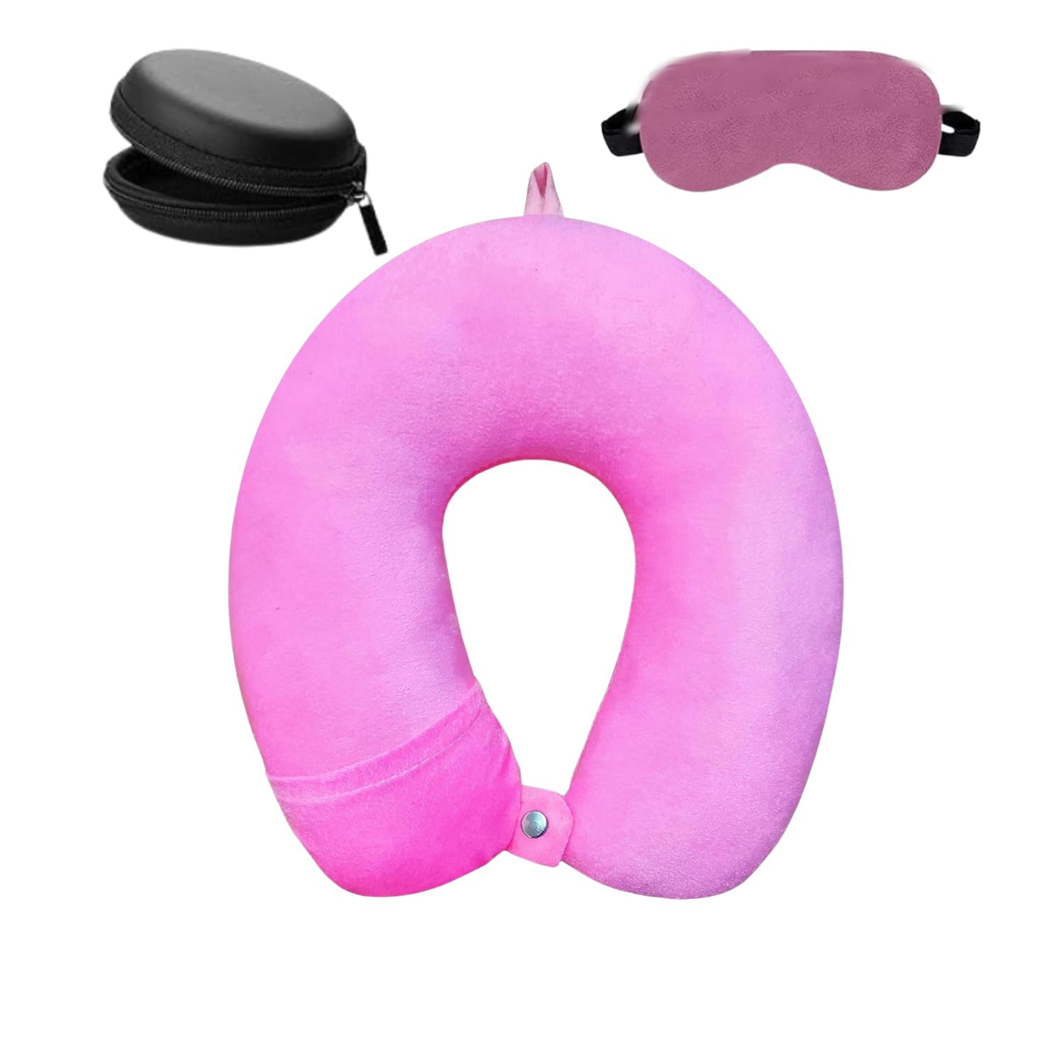 Ashtron Travel Neck Pillow with Eye Mask & Earphone Case - Memory Foam Support for Neck Pain Relief, Airplane & Car Travel Essentials - Perfect for Long Flights, Road Trips & Commuting