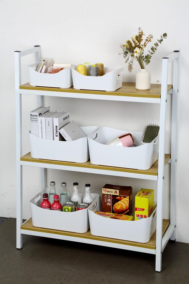YBM HOME Plastic Storage Bins - Small White Open Organizer Baskets for Kitchen Pantry, Bathroom Under Sink, Toys & Food Storage | Space-Saving Home Organization Solution