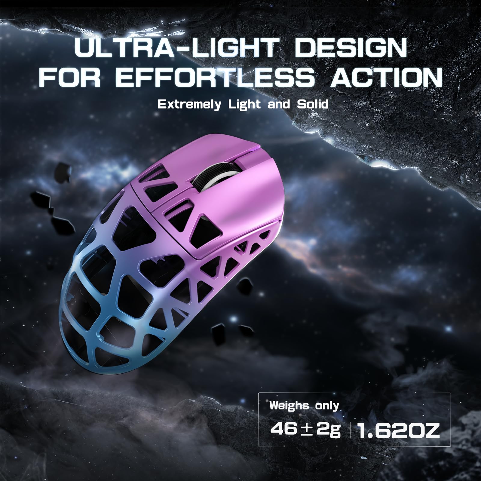 Attack Shark R3PRO 46g Ultra-Light Magnesium Alloy Gaming Mouse - 8000Hz Wireless, 26000DPI, 2.4G/BT/Wired, PixArt PAW3395 Sensor, Programmable Buttons with Coiled Cable - Perfect for FPS, MOBA & MMO Games on PC/Mac (Purple)