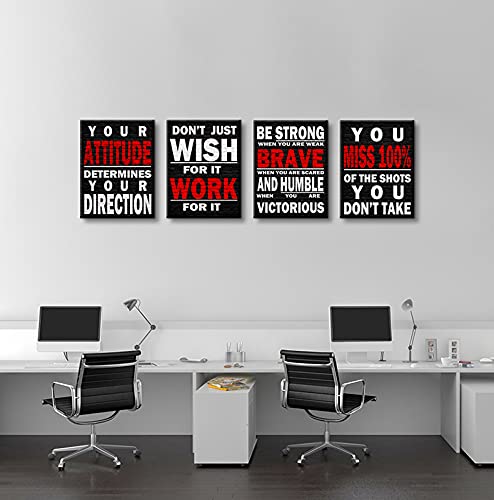 Black and White Motivational Canvas Wall Art for Office Décor - Inspirational Quotes & Posters for Home & Workspace - Perfect for Office Walls, Living Rooms & Study Spaces