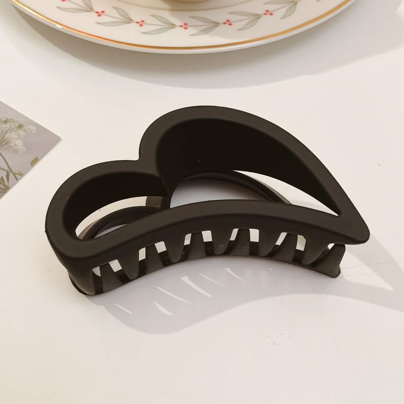 Non-Slip Hair Claw Clips for Women - Large Jelly Jaw Hair Clamps for Girls with Long Thick Hair (9cm, Heart Shape, 2-Pack) - Perfect for Workouts, Beach Days & Everyday Styling