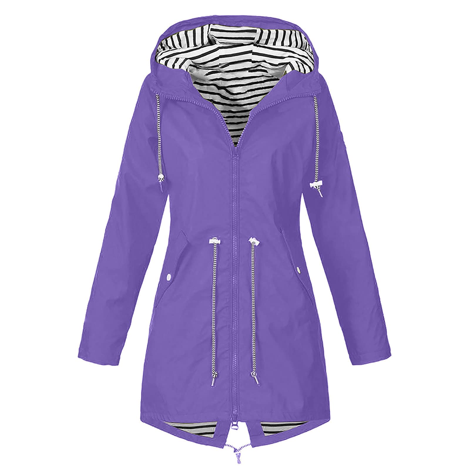 Women's Waterproof Windbreaker Rain Jacket - Lightweight Windproof Hooded Raincoat for Outdoor Travel & Hiking - Plus Size Rainwear for All Weather Protection