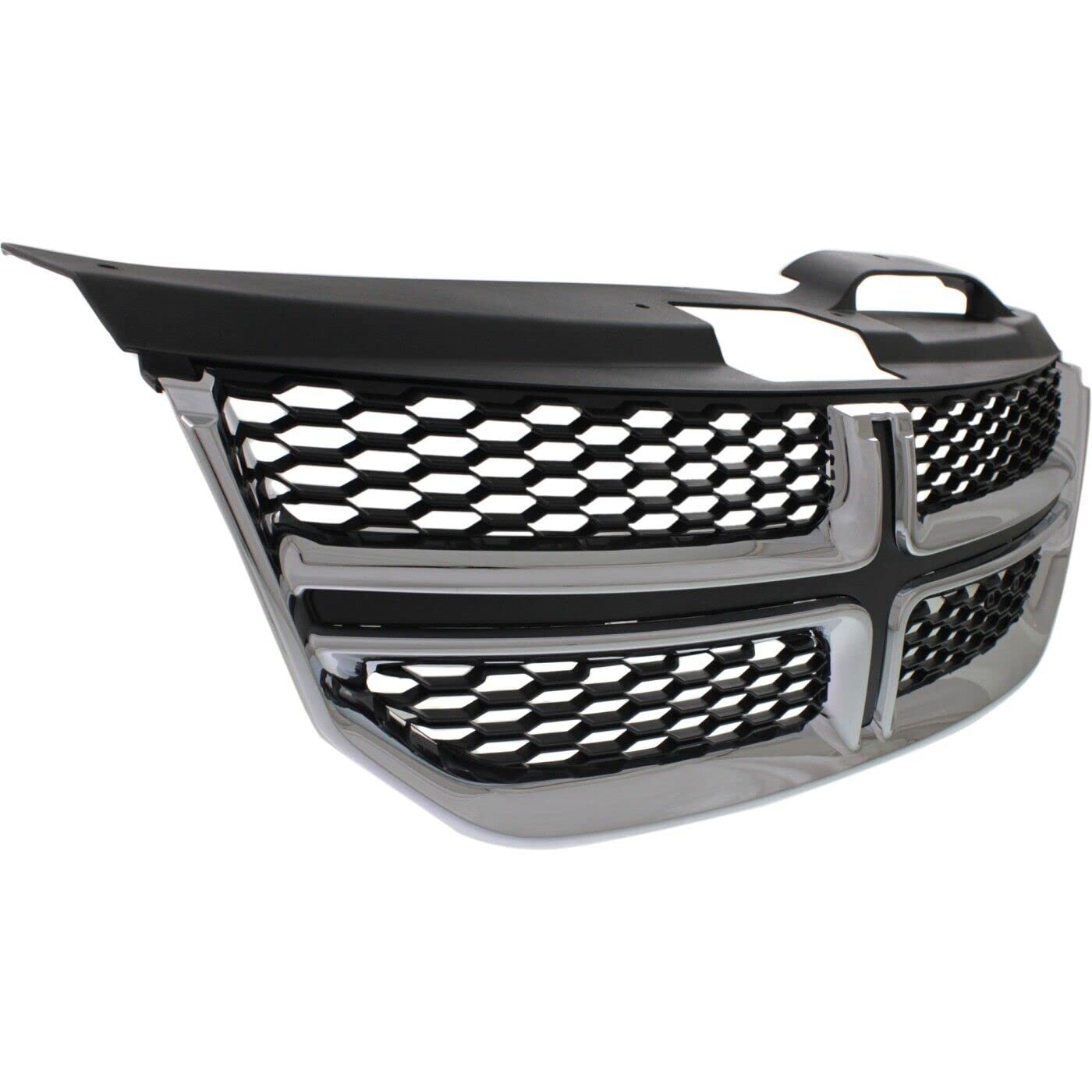 FITRITE AUTO PARTS Textured Black Grille with Chrome Molding for 2011-2020 Dodge Journey - Replacement Front Grille Without Fog Lights (Part# 1SU84SZ0AC CH1200362) - Perfect for Car Upgrades & Customization