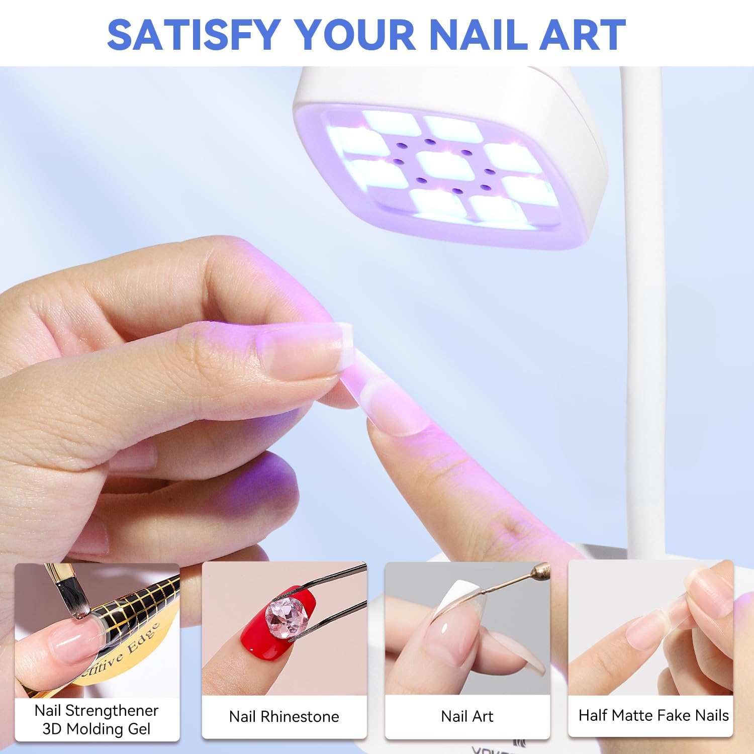 YOKE FELLOW Mini UV Nail Lamp with Auto Sensor - Rechargeable Gel Nail Dryer with 2 Timers & Gooseneck Design for Professional & Home Manicures | Perfect for Nail Salons, DIY Nail Art & Quick Gel Polish Curing
