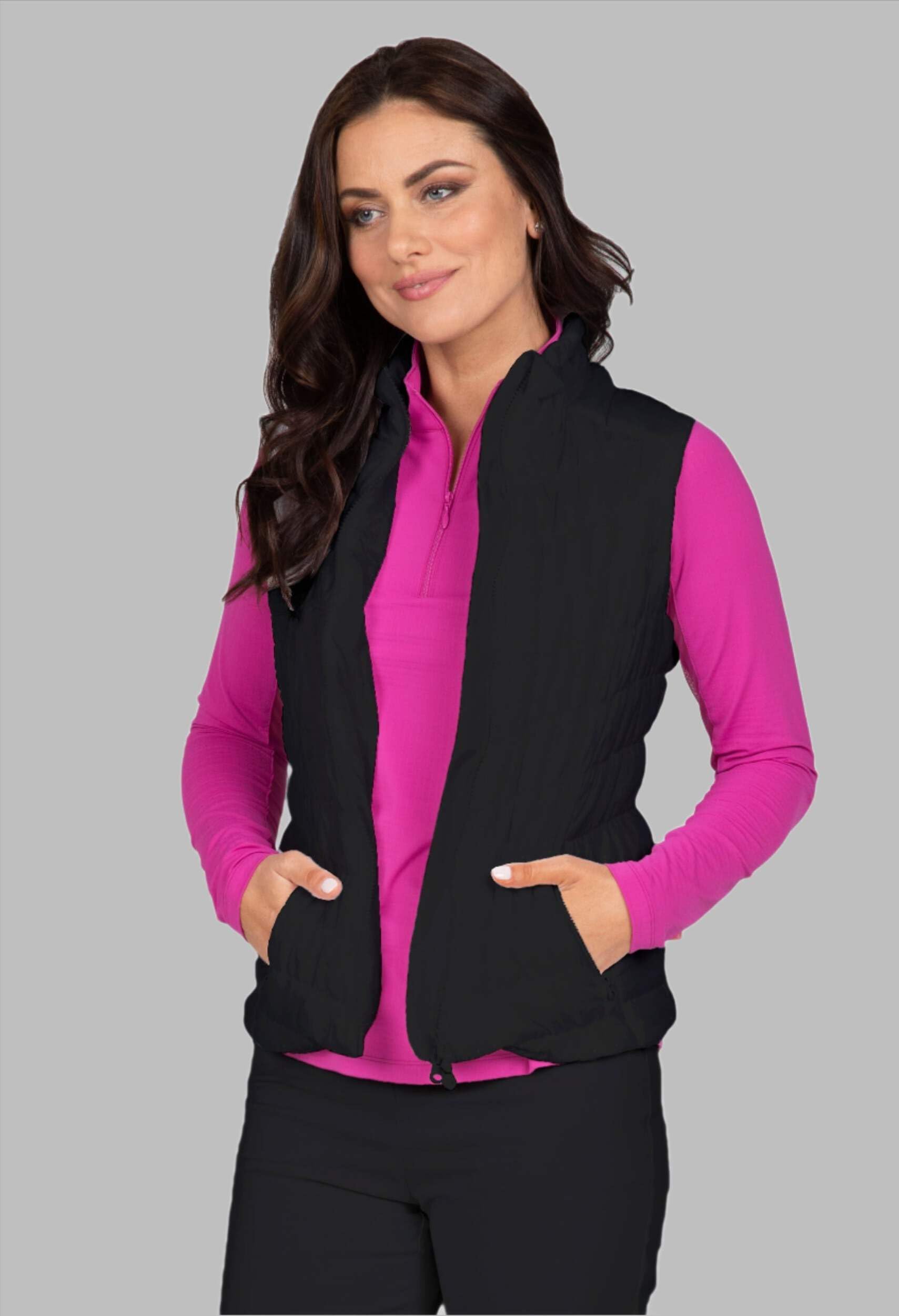 IBKUL Women's Lightweight Warm Sleeveless Vest - Breathable Solid Puffer Jacket for Outdoor Hiking, Running & Winter Layering