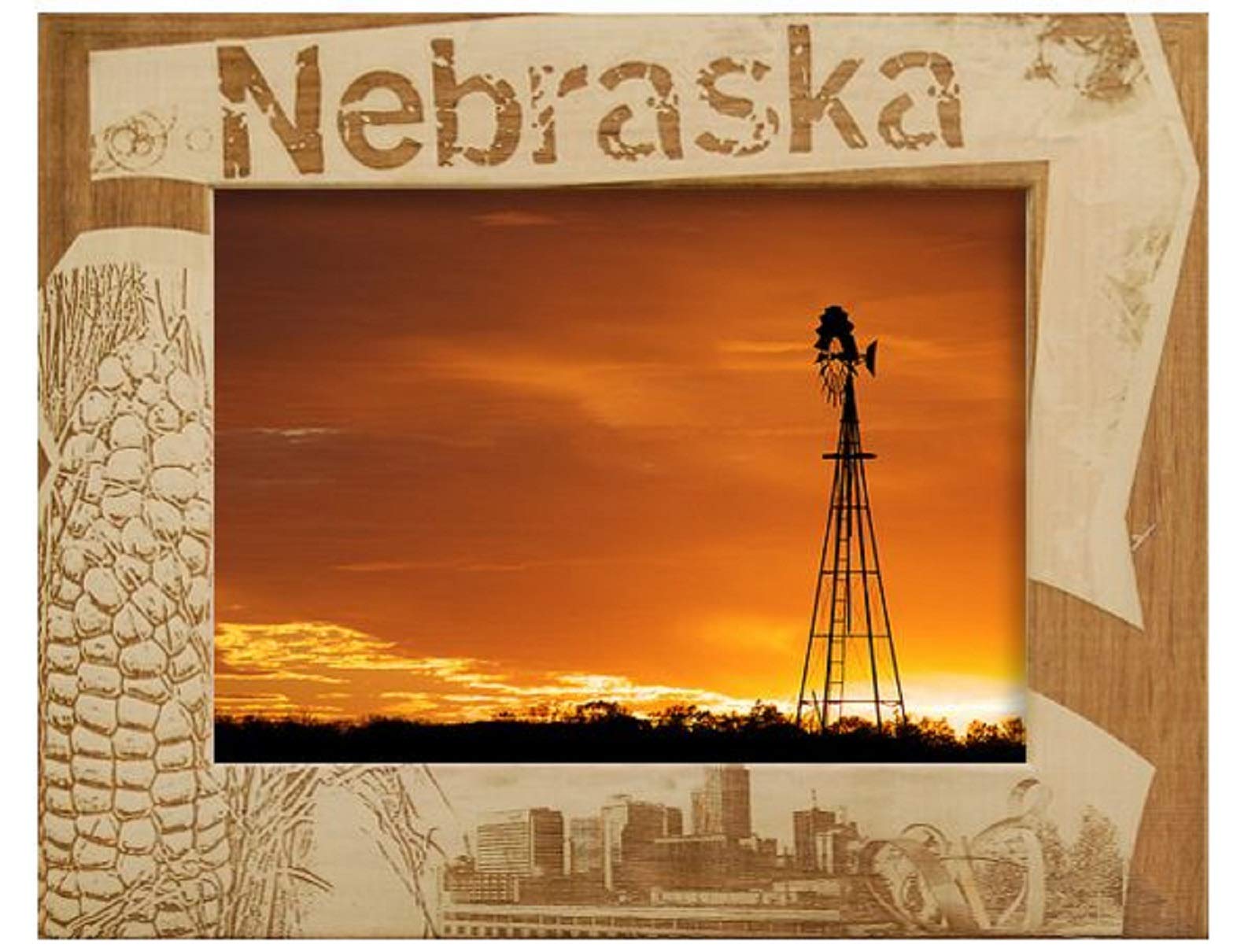 Personalized Nebraska Laser Engraved Wood Picture Frame 5x7 Inches - Custom State Map Design for Home Decor, Wedding Gifts & Office Display