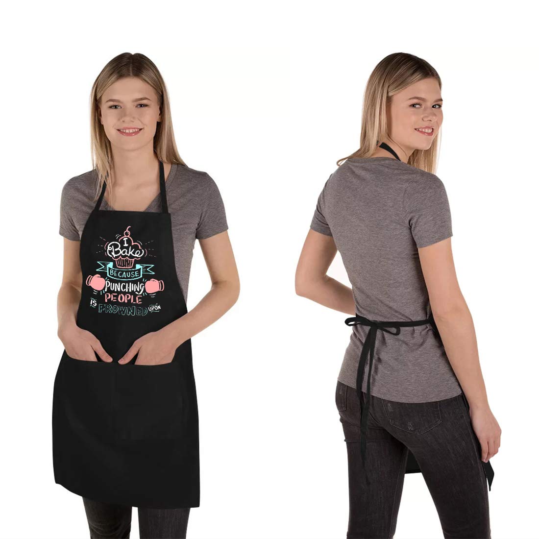 Funny Baking Aprons for Women & Men - Cute Kitchen Cooking Apron with 2 Pockets - Perfect Baking Gift for Bakers, Wife, Mom, Sister, Daughter, Grandma - Ideal for Birthday, Housewarming & Mother's Day - Great for Baking, Cooking & Hosting Parties