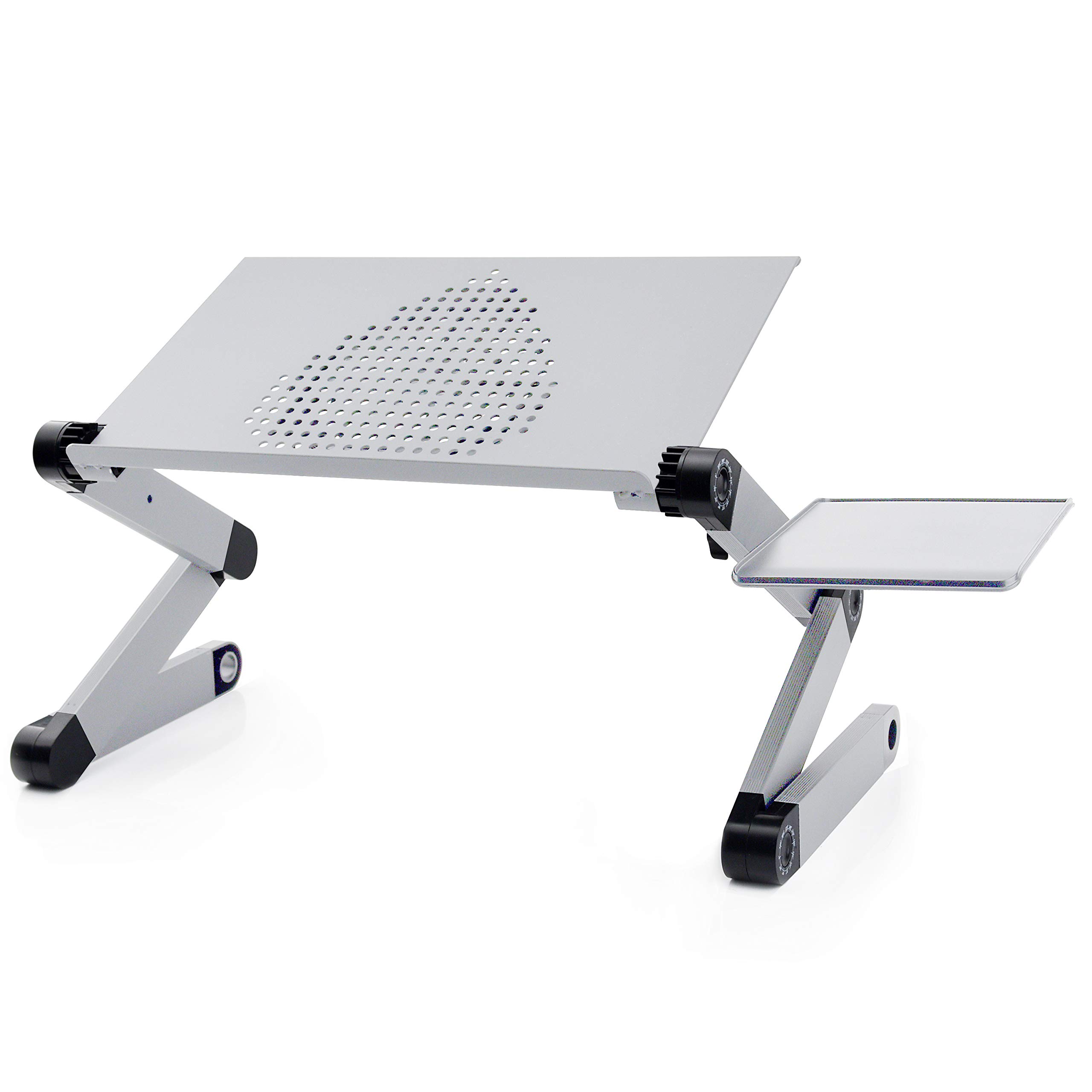 Adjustable Height Laptop Stand with Cooling Fan - Portable Foldable Bed Desk for Work, Study & Gaming - Ergonomic Notebook Riser & Standing Desk (Silver) | Perfect for Home Office, Dorm Room & Bed Use