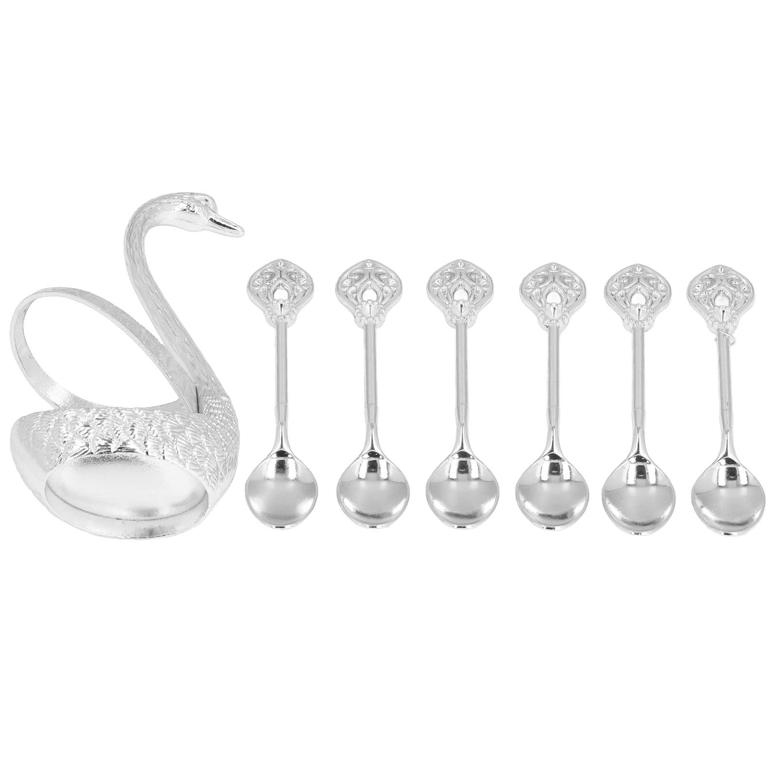 Premium Zinc Alloy Coffee Spoon Set with Elegant Swan Base - Barista Tools for Coffee Stirring, Tea, Desserts & Ice Cream | Perfect for Coffee Shops, Bakeries & Home Entertaining