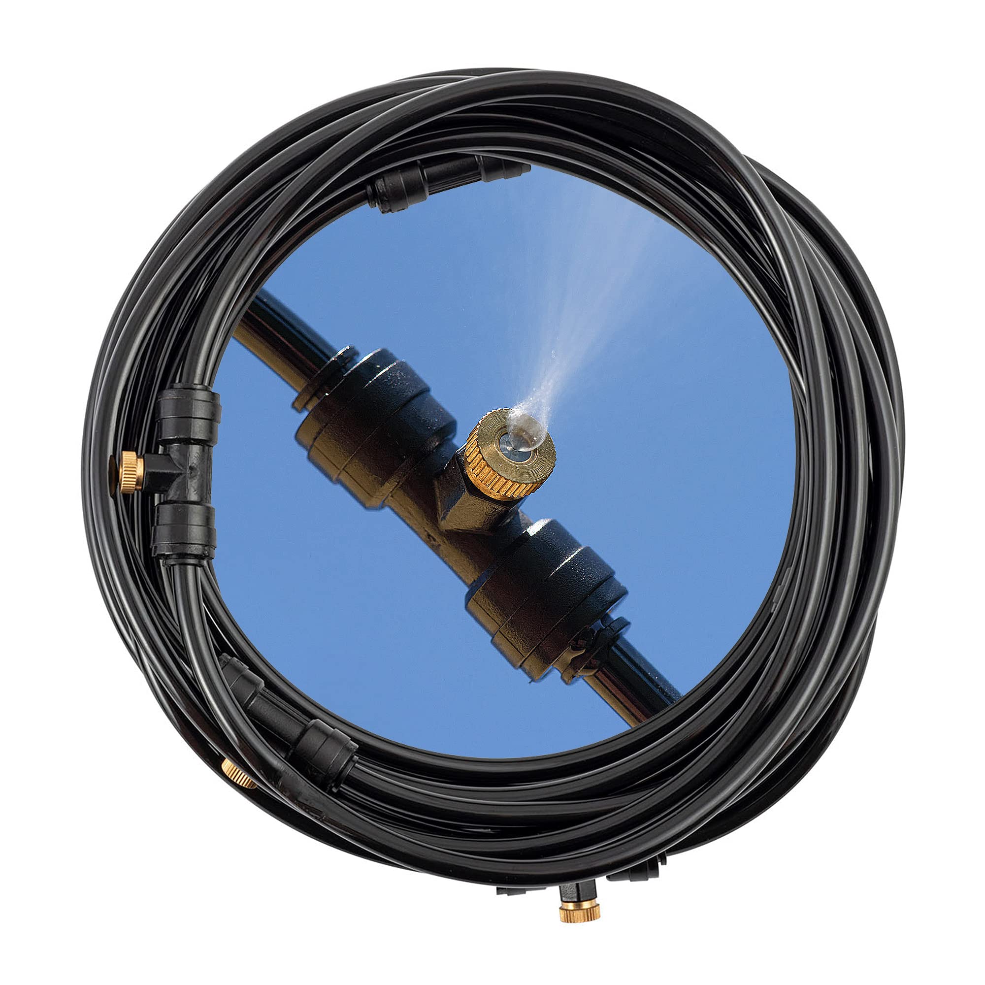 O2COOL Rechargeable Outdoor Misting Rope - 25 FT with 6 Adjustable Mister Nozzles | No Hose or Power Needed | Perfect for Patio Cooling, Reptile Enclosures & Garden Hydration | Stay Cool in Summer Heat
