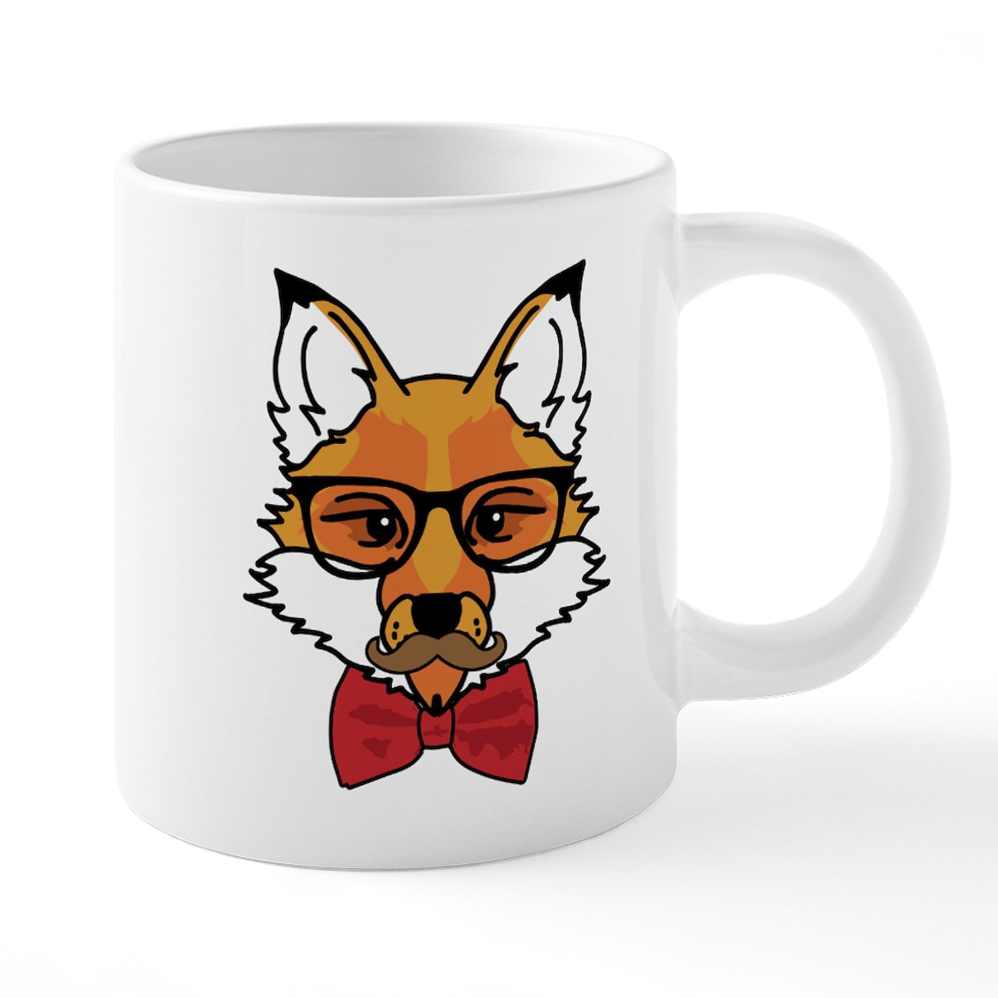 Hipster Fox 20 oz Ceramic Coffee Mug - Large Insulated Tea Cup for Office, Home & Gifts - Funny Novelty Drinking Cup for Coffee Lovers