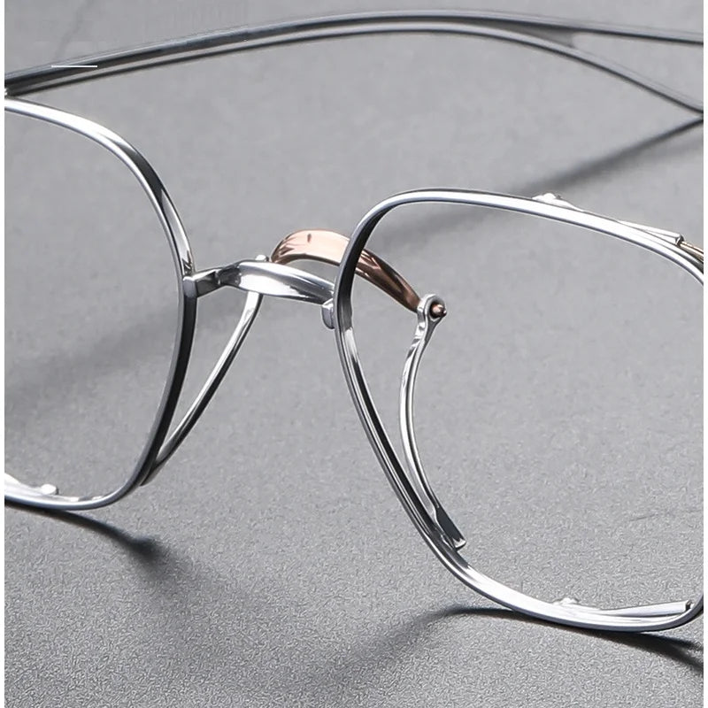 Aimee Unisex Full Rim Square Double Bridge Titanium Eyeglasses 24124 - Lightweight Durable Frame for Men & Women - Perfect for Reading, Work & Fashion Accessories