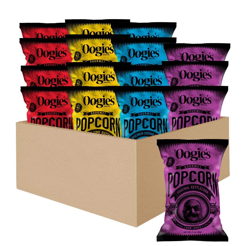 Oogie's Gourmet Popcorn - 16 Pack Variety Flavor Snack Pack | Gluten Free, Non-GMO, 1oz Individual Bags | Perfect for Movie Nights, Parties & Office Snacks