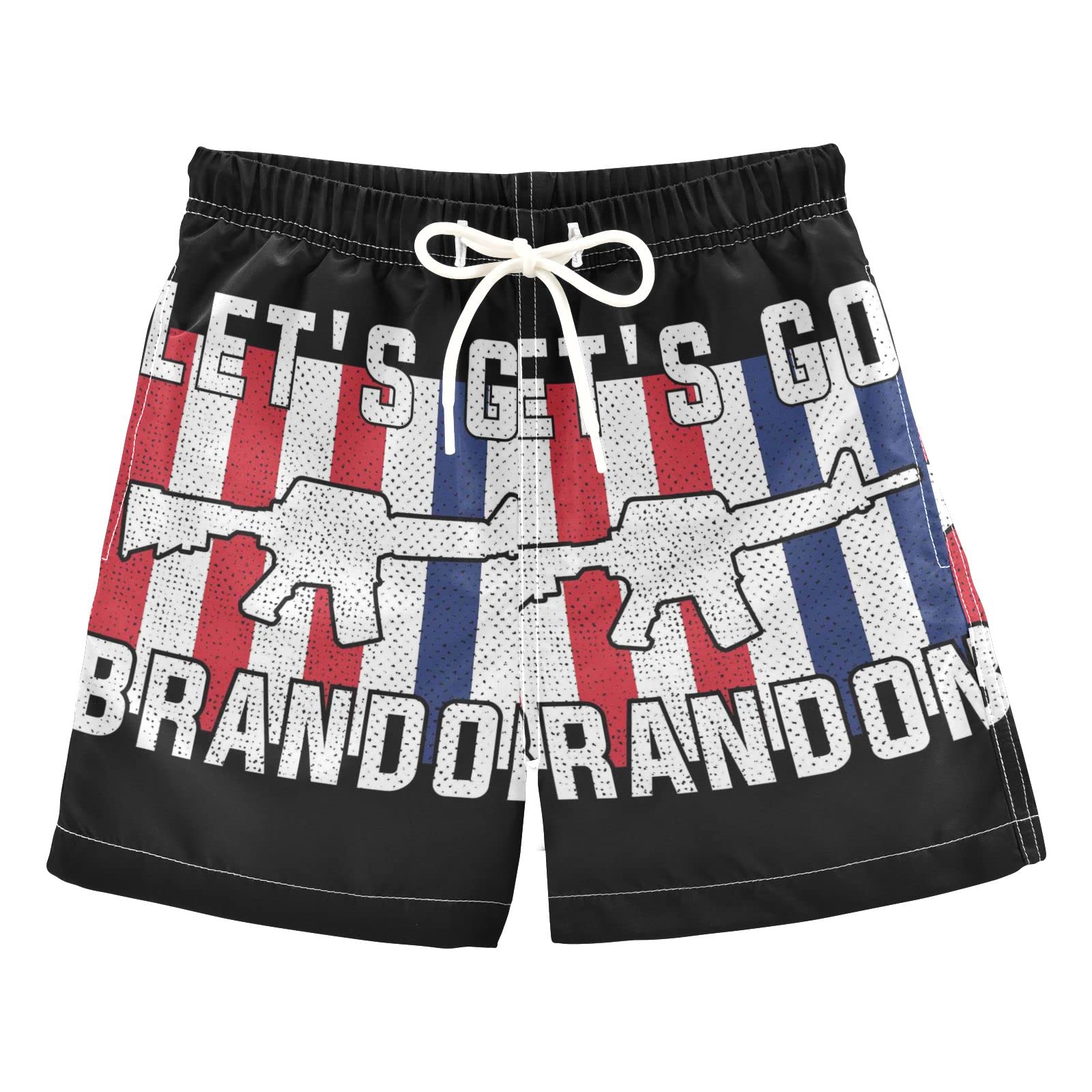Let's Go Brandon USA Grunge Flag Boys Swim Trunks - Toddler Beach Board Shorts for Kids 2T | Perfect for Pool, Beach & Summer Water Activities