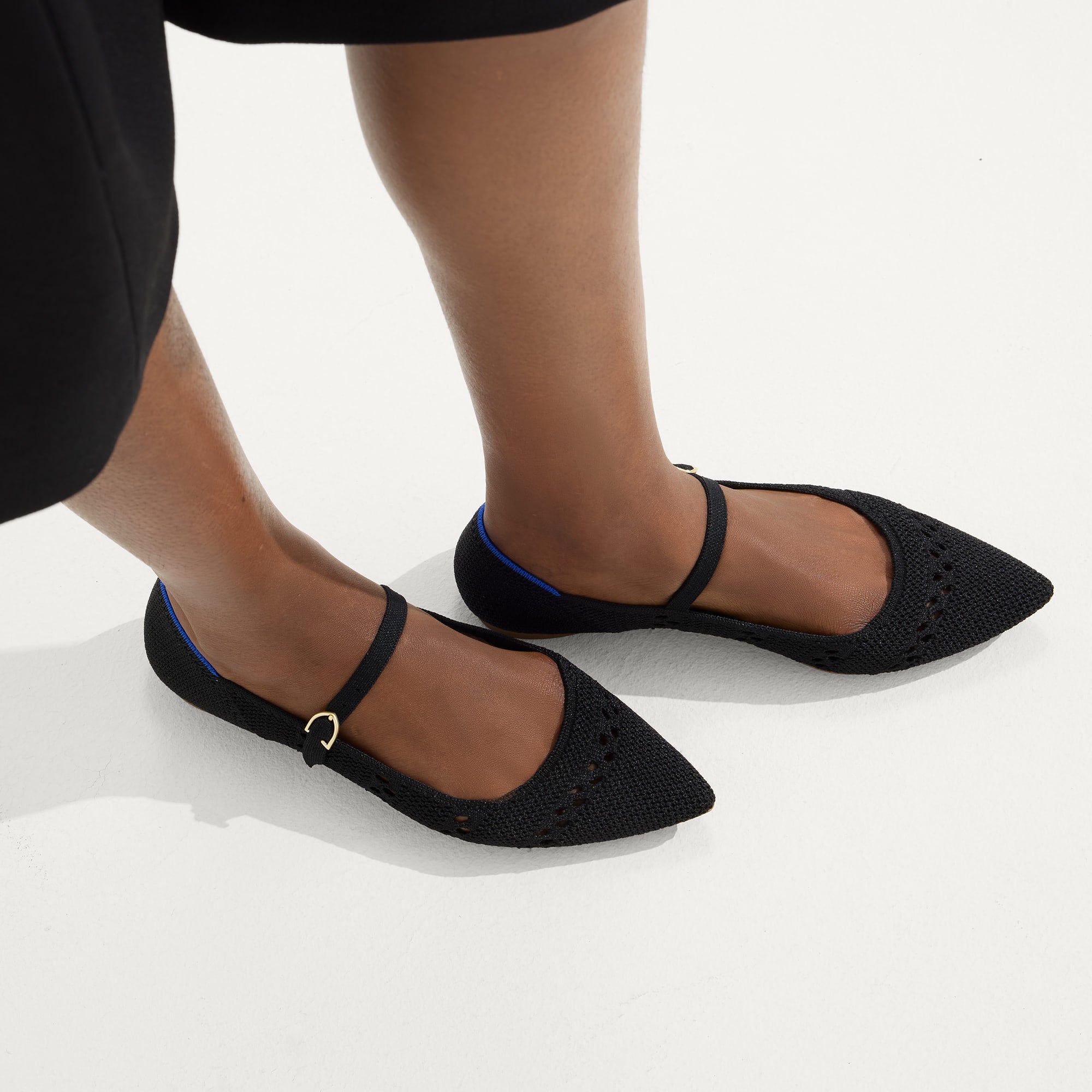 The Point Mary Jane II Black Crochet Shoes - Elegant Women's Flats for Casual & Office Wear - Comfortable & Stylish Footwear for Everyday Use