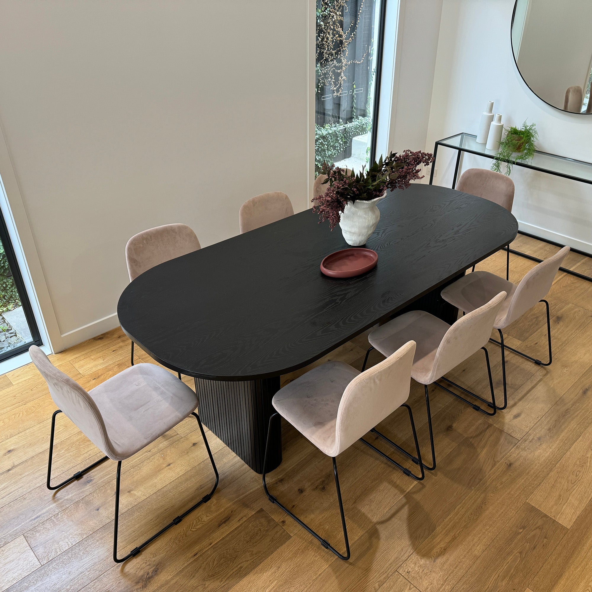 ASTON 220cm Black Dining Table - Modern Large Kitchen Table for Family Gatherings & Dinner Parties