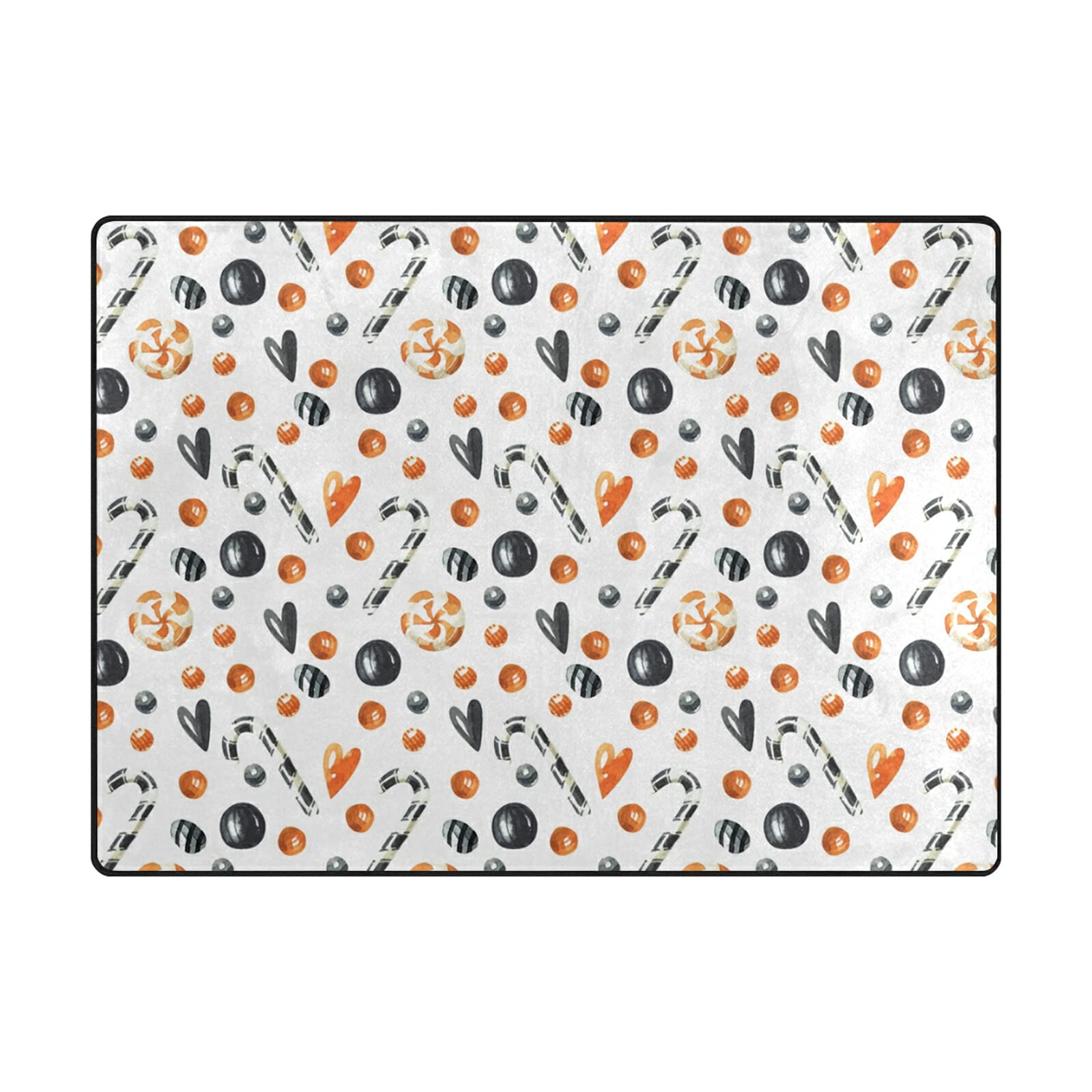 5x7 Washable Modern Area Rugs - Skull Candies Halloween Soft Anti-Skid Nursery Rug, Non-Slip Carpet Floor Mat for Living Room, Bedroom & Outdoor Decor | Perfect for Halloween Party, Kids Room & Home Decorating