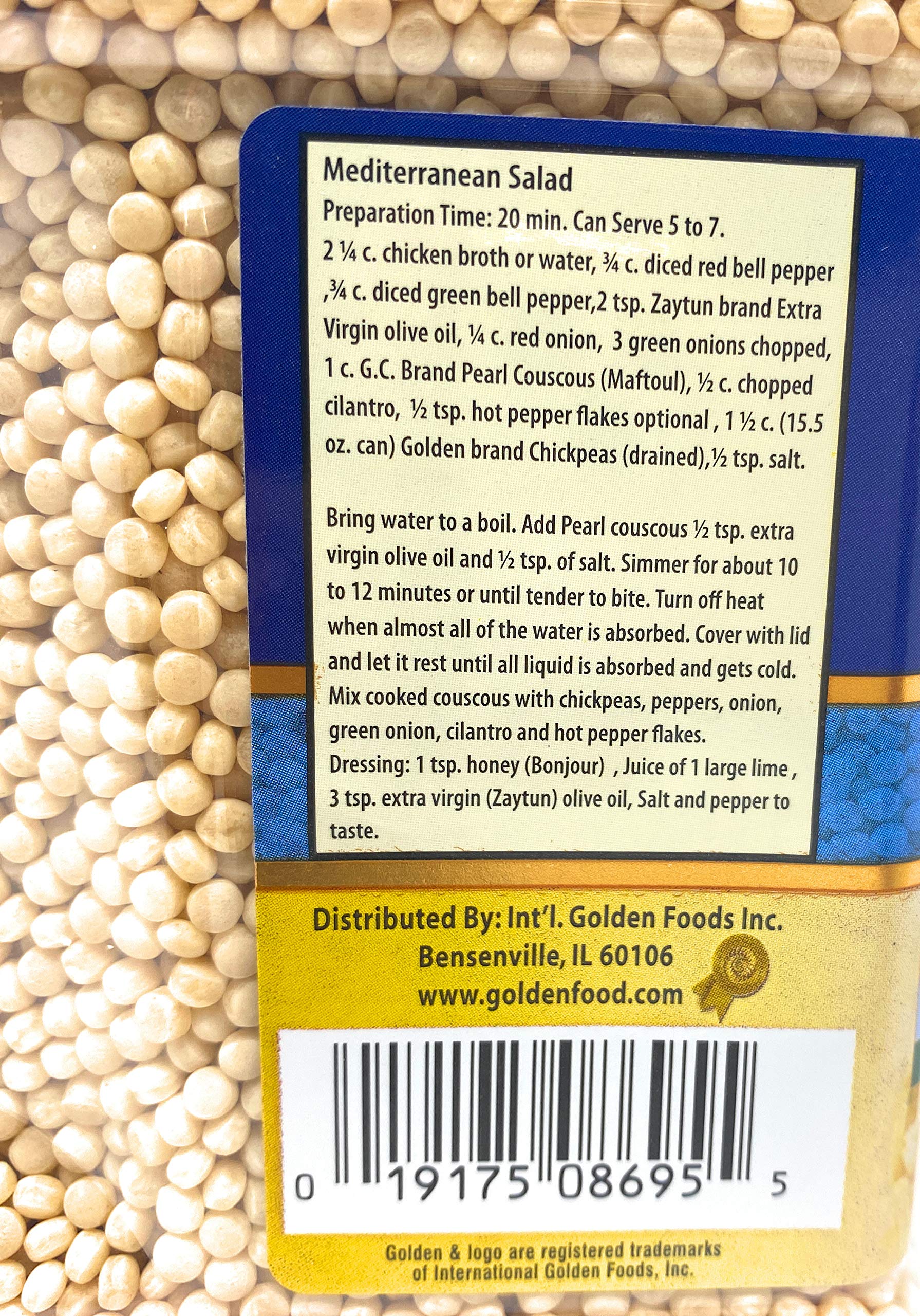 Premium Natural Pearl Couscous - Non-GMO, Kosher, 32oz for Salads & Soups