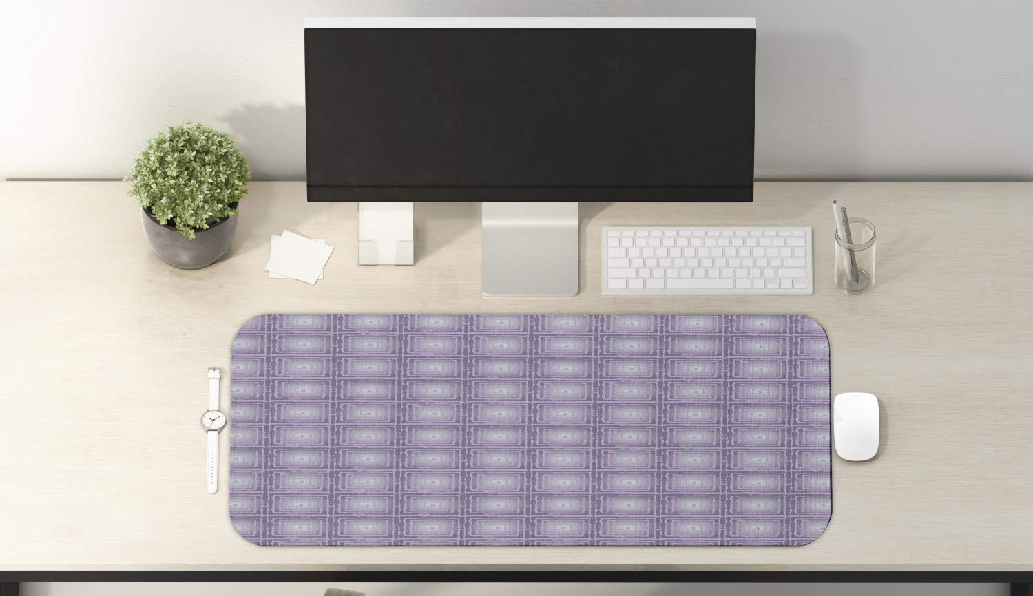 Ambesonne Abstract Computer Mouse Pad - Contemporary Pastel Minimalist Design, Non-Slip Rubber Base, Large Gaming Size 31