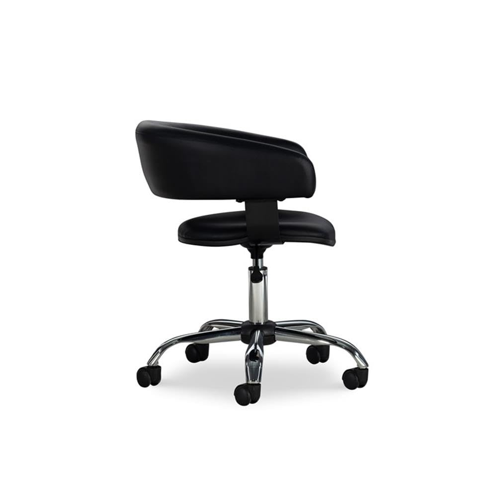 UrbanPro Black & Chrome Faux Leather Office Chair with Gas Lift & Wheels - Ergonomic Desk Chair for Home & Office Workspace