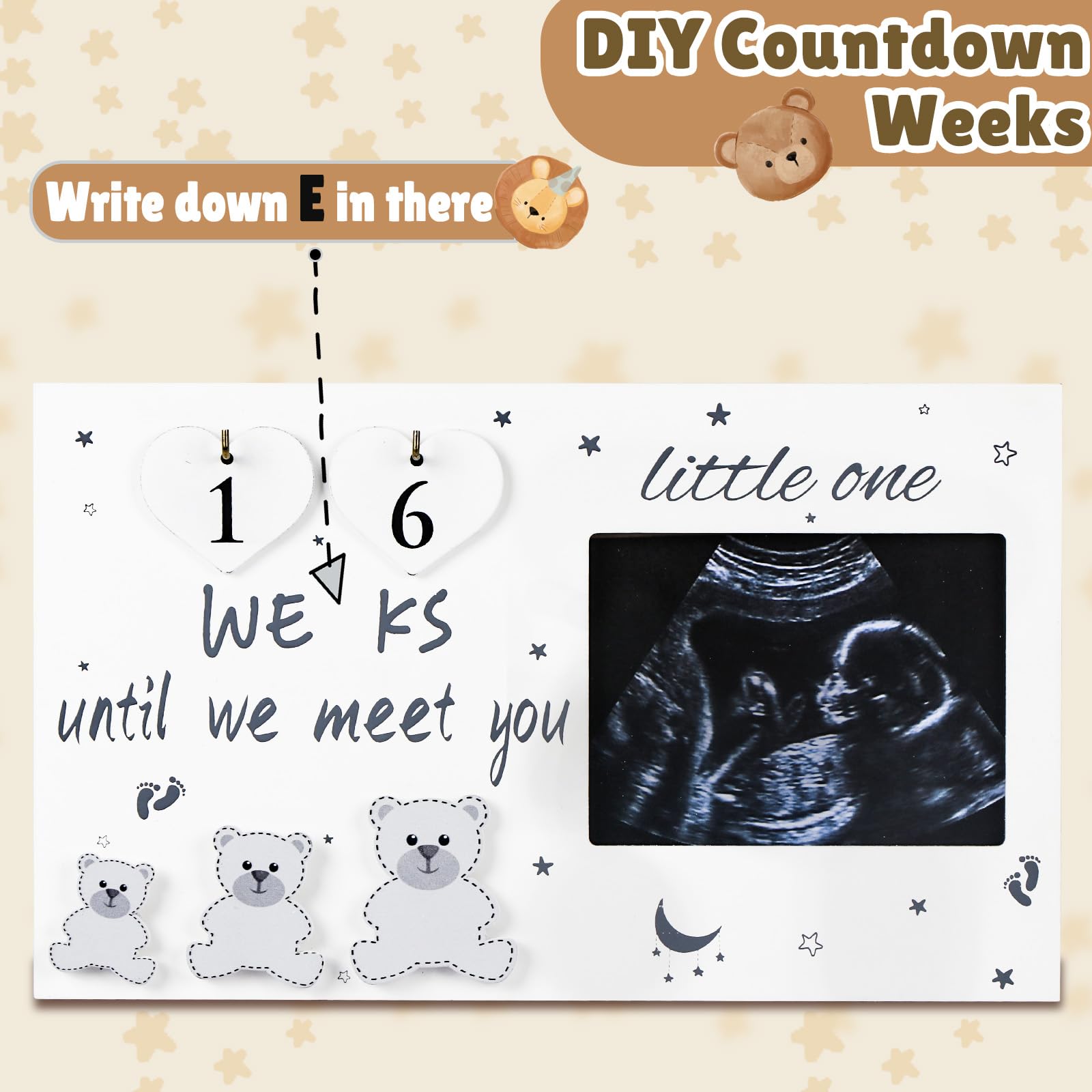 OurWarm Ultrasound Picture Frames - Baby Countdown Weeks & Announcement Sign - Perfect Gift for Expecting Moms