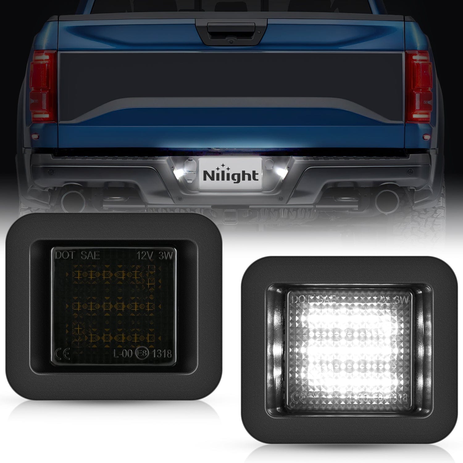 Smoke Lens Black Housing LED License Plate Lights - Compatible with Ford F150 Raptor 2015-2020 Models, 6000K White Light, 2PCS Pack - Perfect for Night Driving & Enhanced Vehicle Style