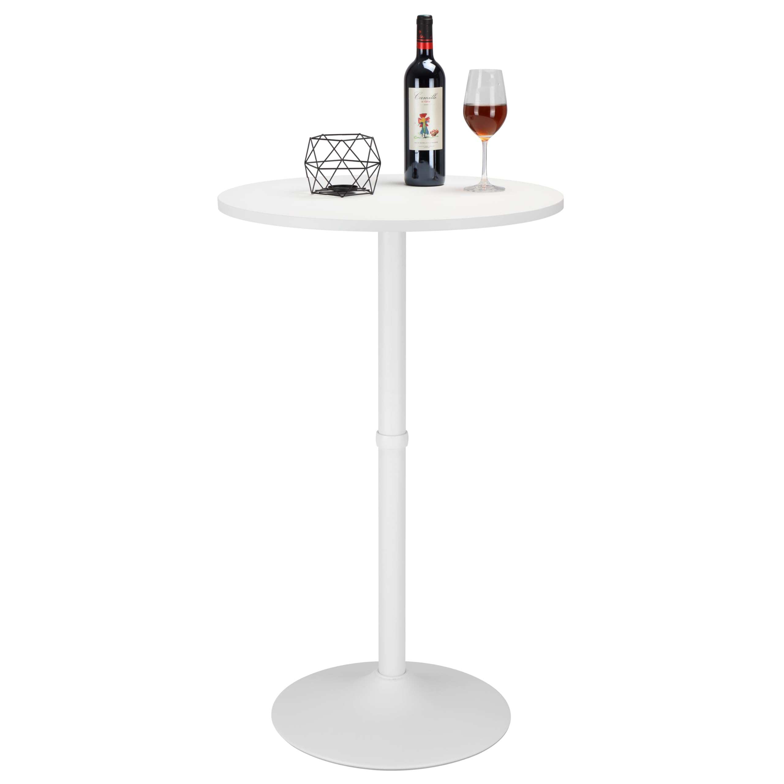 Finnhomy 24 Inch Round Cocktail Bar Table with Sturdy Metal Base - Tall Bistro Pub Table for Kitchen, Dining Room & Living Room - Easy Assembly White Bar Height Table - Perfect for Entertaining, Small Spaces & Home Bars